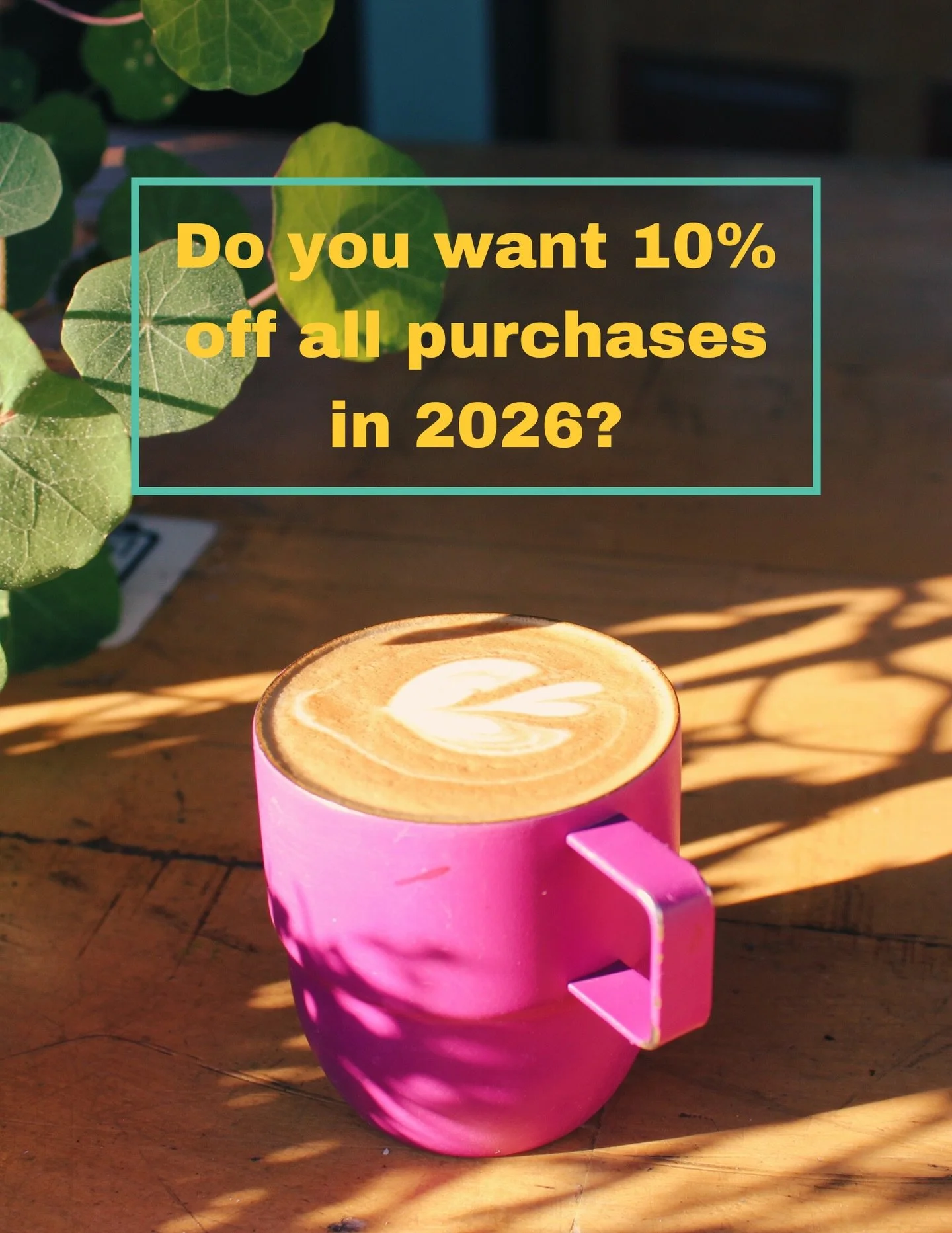 Do you want 10% OFF all purchases in 2026??
Yes, that means 10% off your daily cappuccino!

Our Gold Member card may be for you&hellip;

Pay a one time fee of $300 by January 1st, 2026.

What you get;

- 10% discount every purchase in 2026. That&rsqu