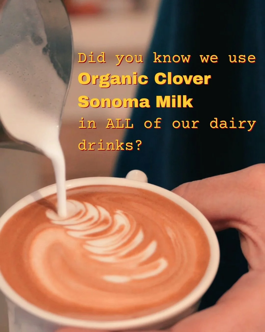 Not all milk is created equal. 🥛

That&rsquo;s why every dairy drink at Flower Pot Cafe is made with organic milk from Clover Sonoma.

Their milk comes from small, family-owned farms in Sonoma County and is certified organic, which means no syntheti