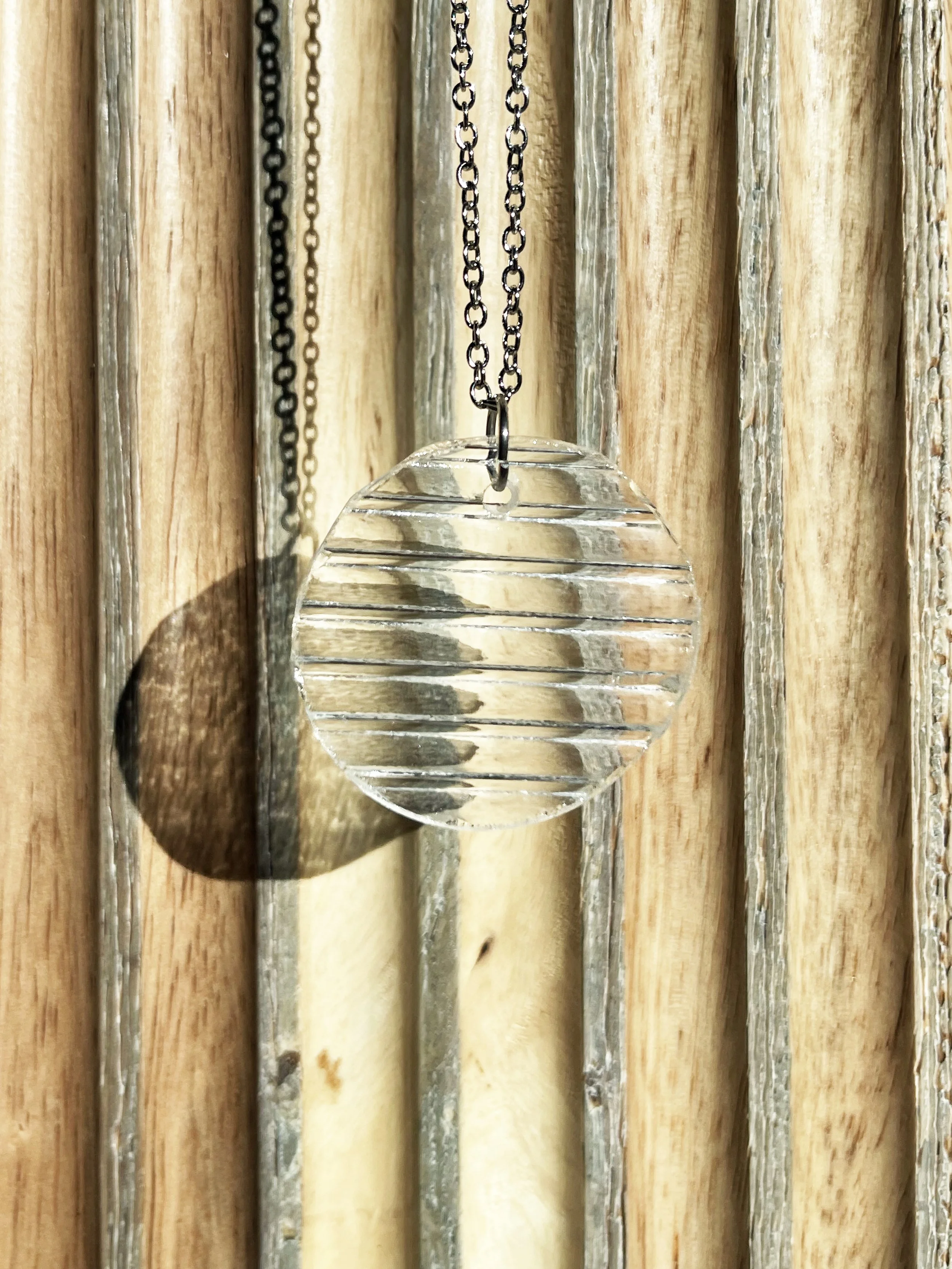 Ripple Clear Circle Pendant Necklace
