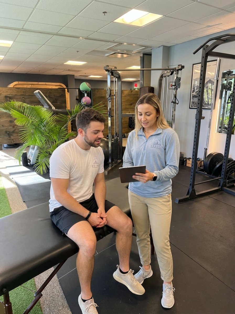 Patient working with a provider at a physical therapy clinic in Westlake, OH
