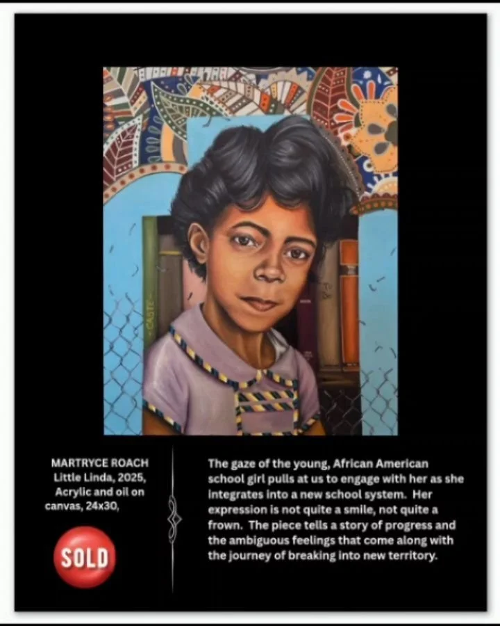 📢 S  O  L  D 🔴 @AkwaabaGallery 

Little Linda 
Martryce Roach, 2025
acrylic and oil on canvas 
24in x 30in
60.96cm x 76.2cm

This piece was created in the likeness of my mom, Linda Roach, who grew up in Englishtown, NJ during the time of the Great 