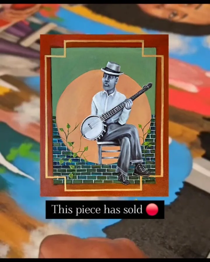 🔴 SOLD!! @akwaabagallery

Congratulations again to the fabulous collectors 💕 they left the opening of Patterns | People in Transition with TWO PIECES 🙌🏾 I am truly honored. 

MARTRYCE ROACH
BLUES MAN, 2025, 
acrylic, acrylic Gouache, and oil on c