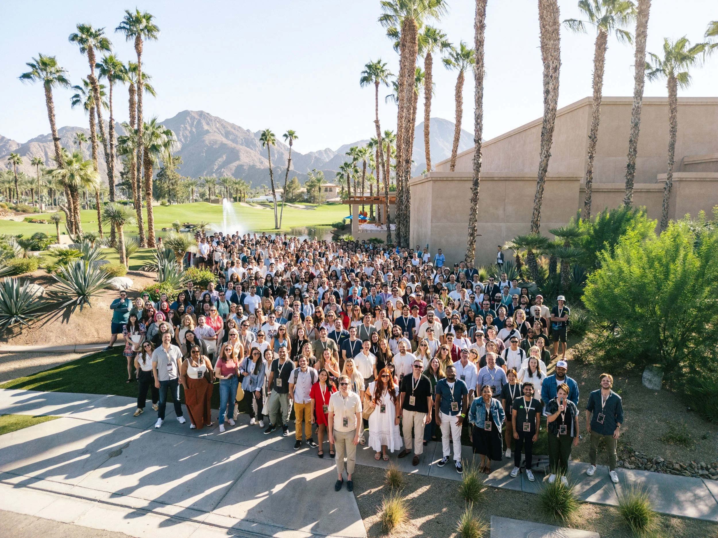 Headway team group photo during their company offsite conference in Palm Springs, California.