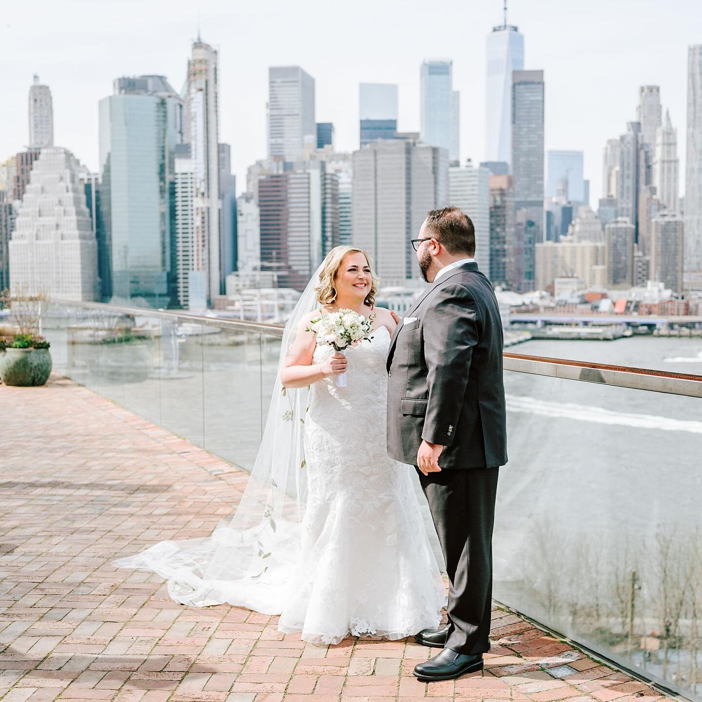 A preview from Heidi &amp; Tom&rsquo;s Brooklyn wedding day 🩵

First look on top of @1hotel.bklynbridge which has the BEST VIEW of the city in my opinion 🙌🏼

Followed by a ceremony and dinner party at the iconic @therivercafe in DUMBO 🛥️

@betsie