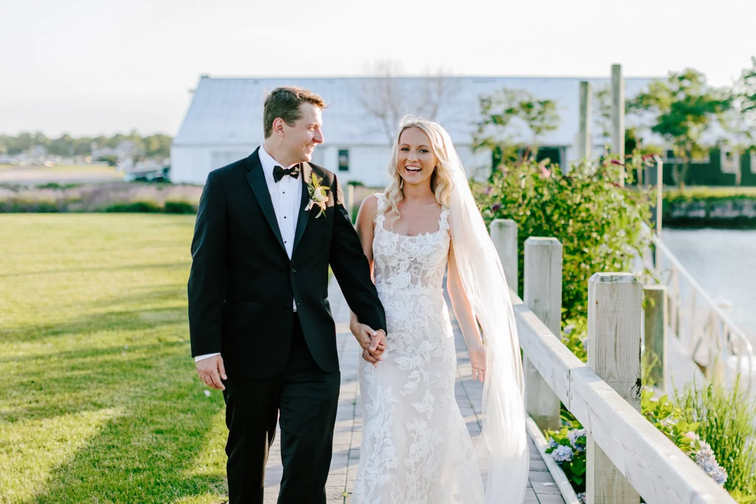 bride and groom smiling on their new york wedding day
