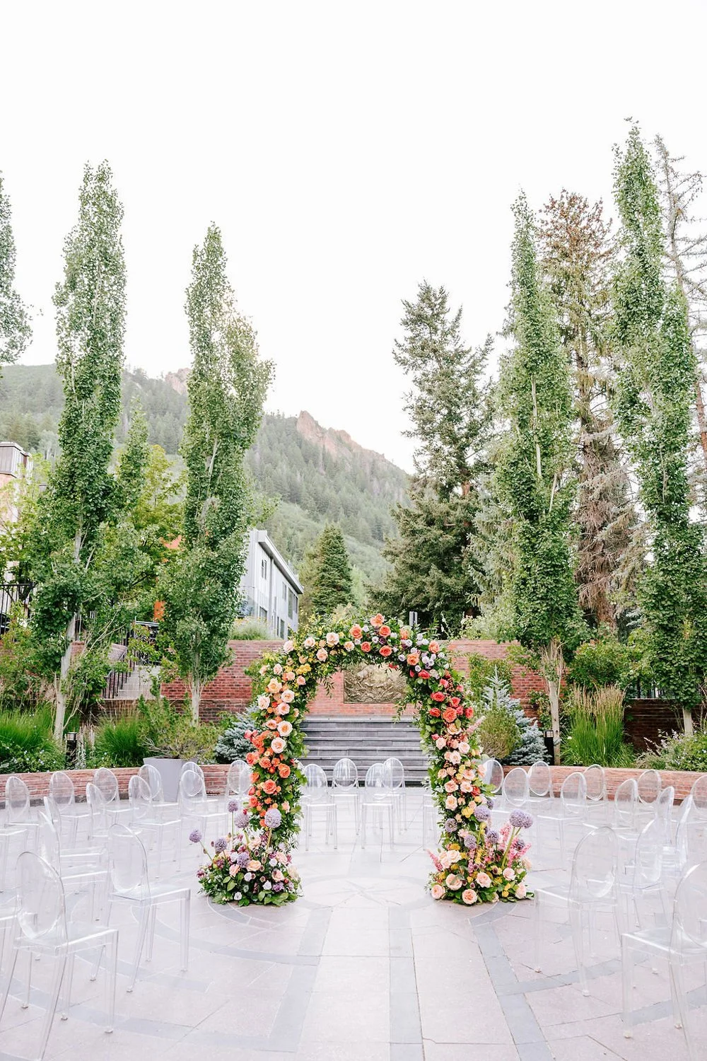 an outdoor wedding ceremony set up in vail, colorado