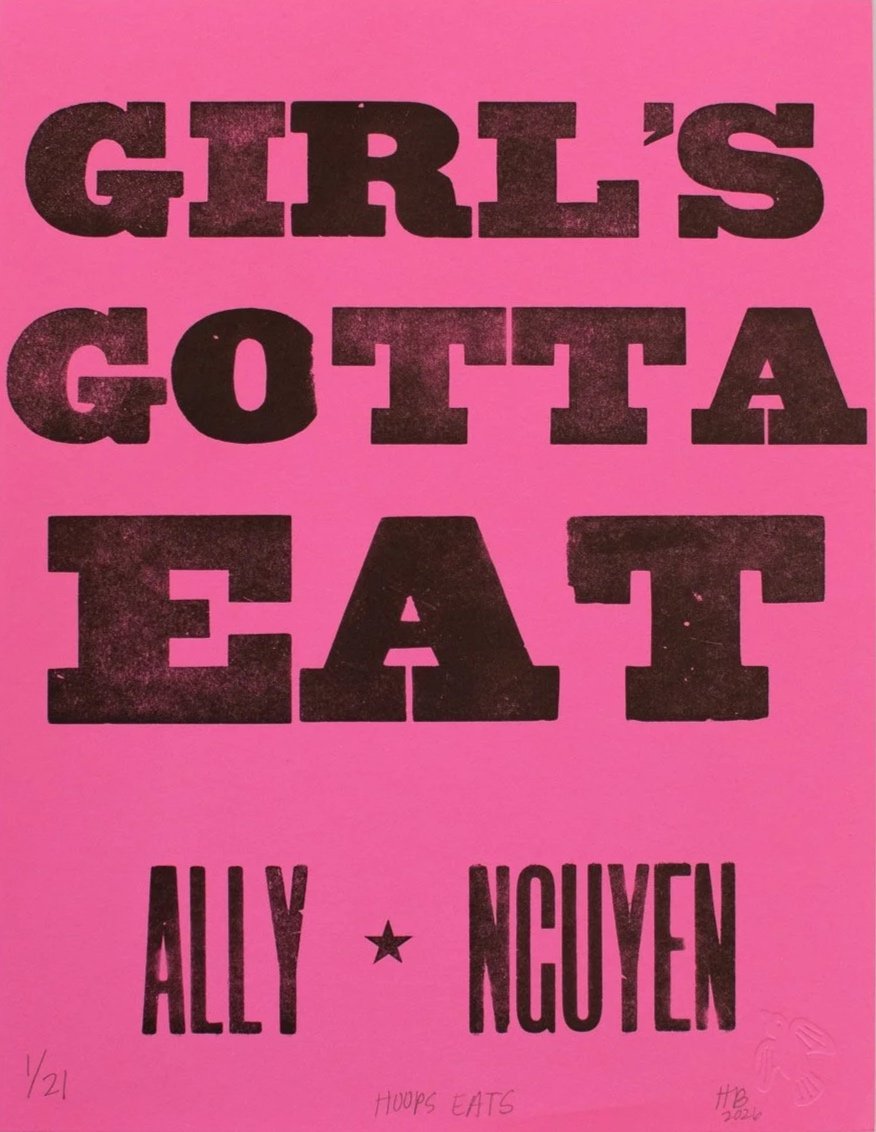 Hoops Eats, 2026 | Letterpress print, 11 x 8.5 in.