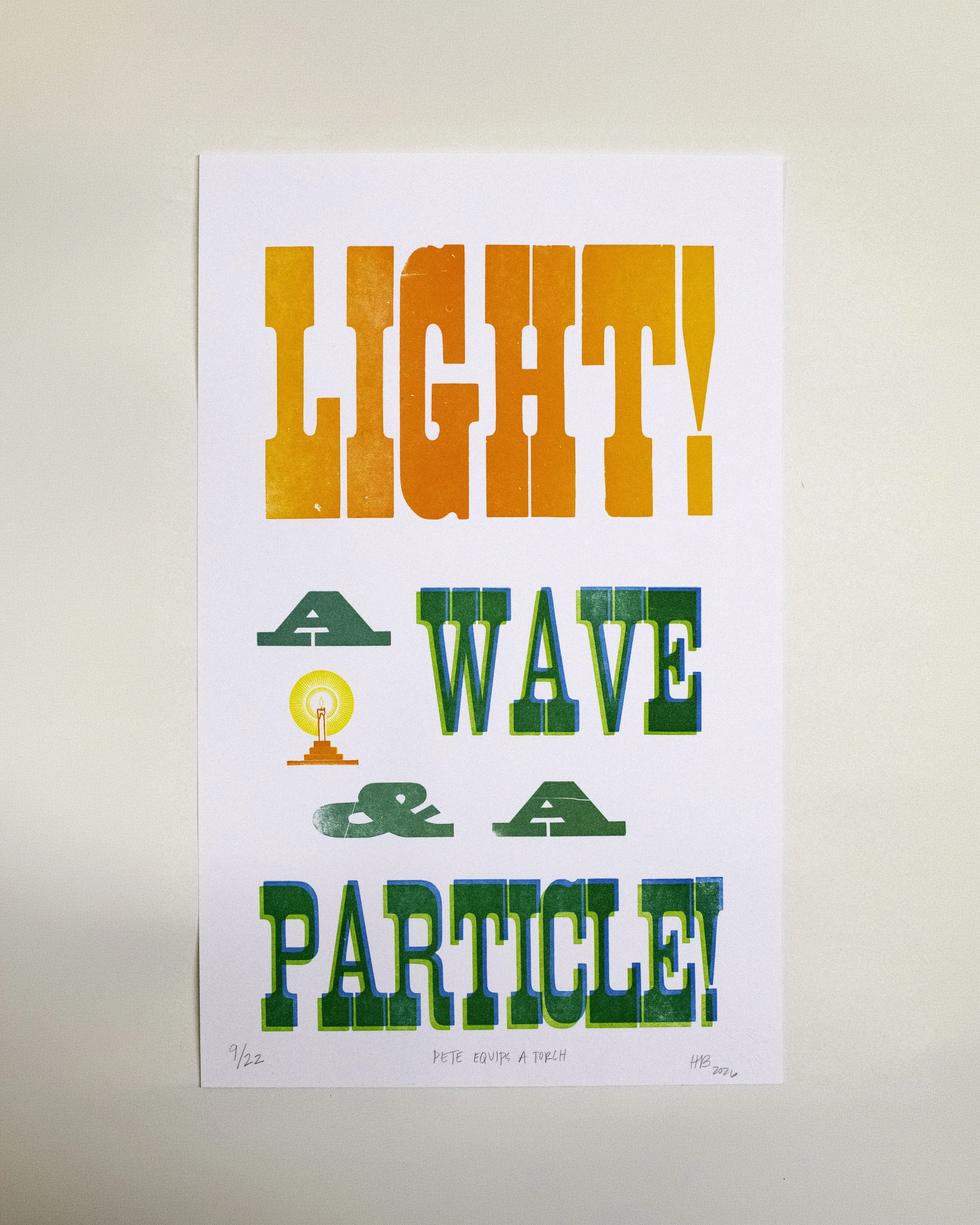 Pete Equips a Torch, 2026 | Letterpress print, 17 x 11 in.