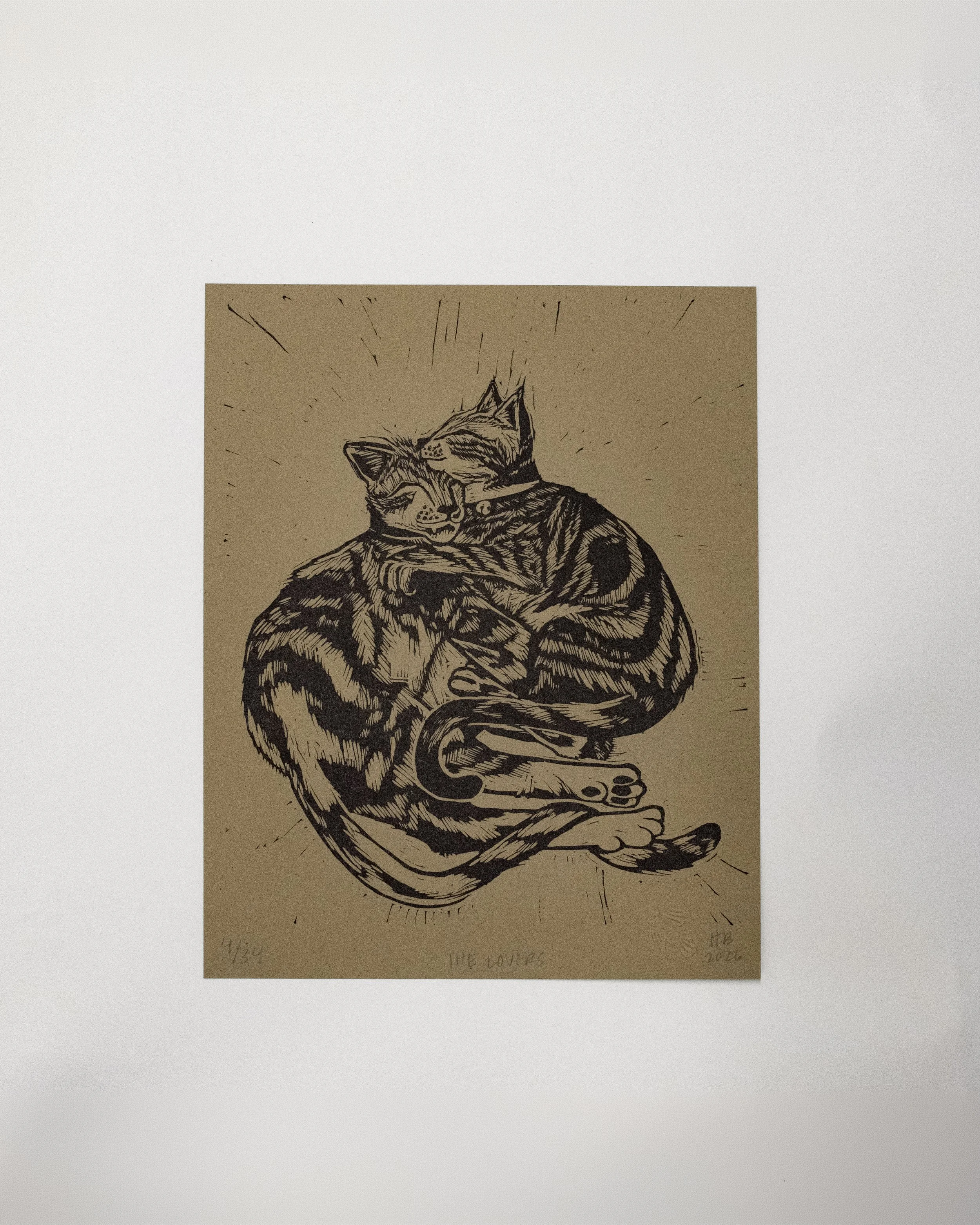 The Lovers, 2026 | Linoelum relief print, 11 x 8.5 in.