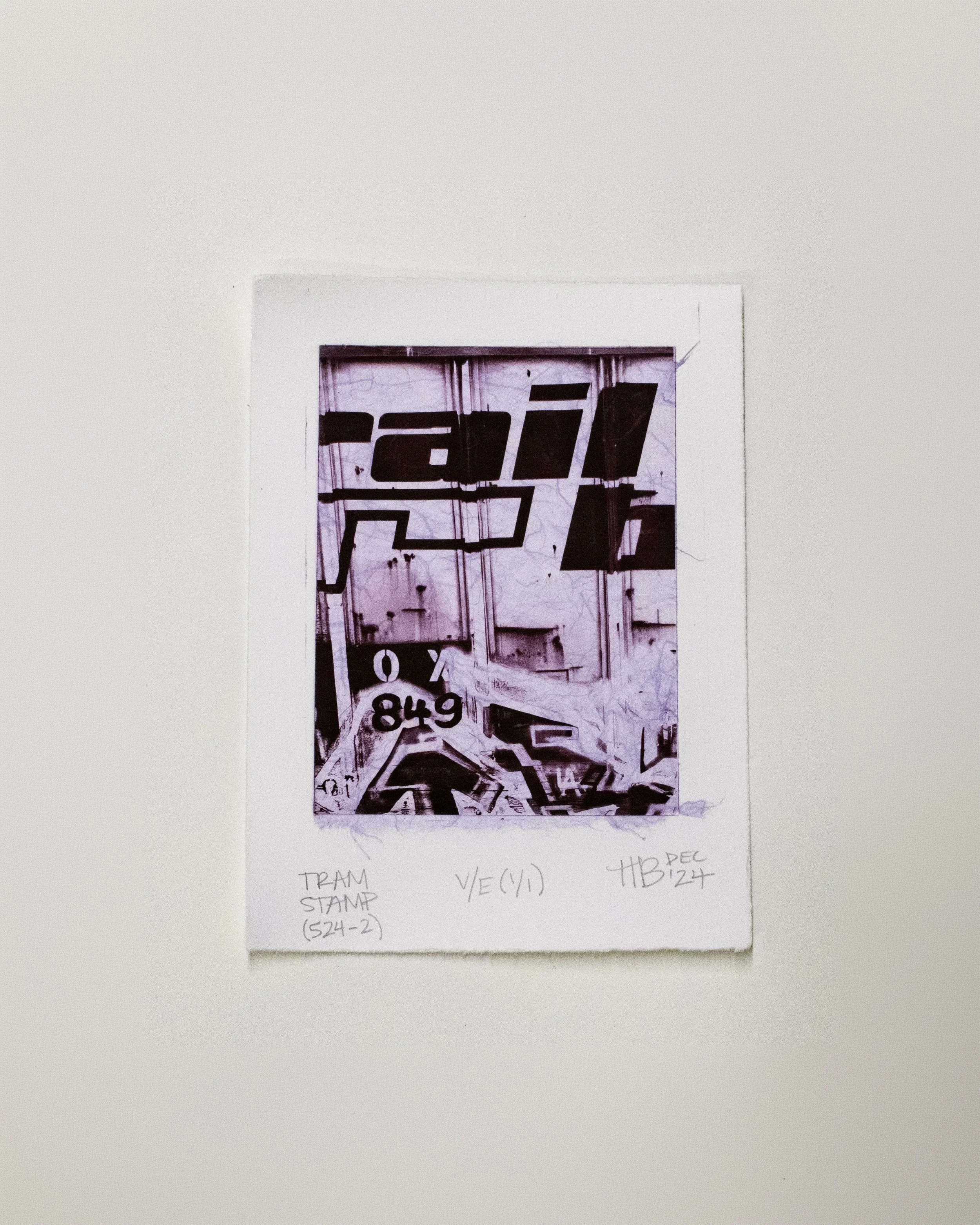 Tram Stamps, 2026 | Varied editions | Polymer photogravure print with chine collé, 8 x 5 in.