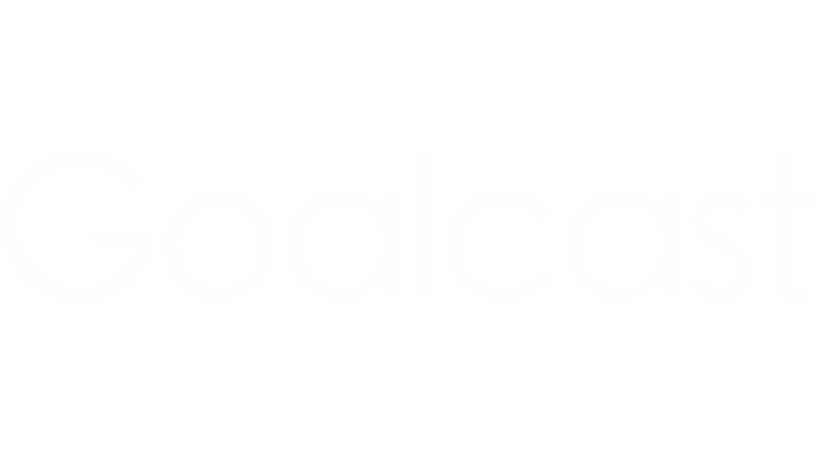 Goalcast logo in white text on black background