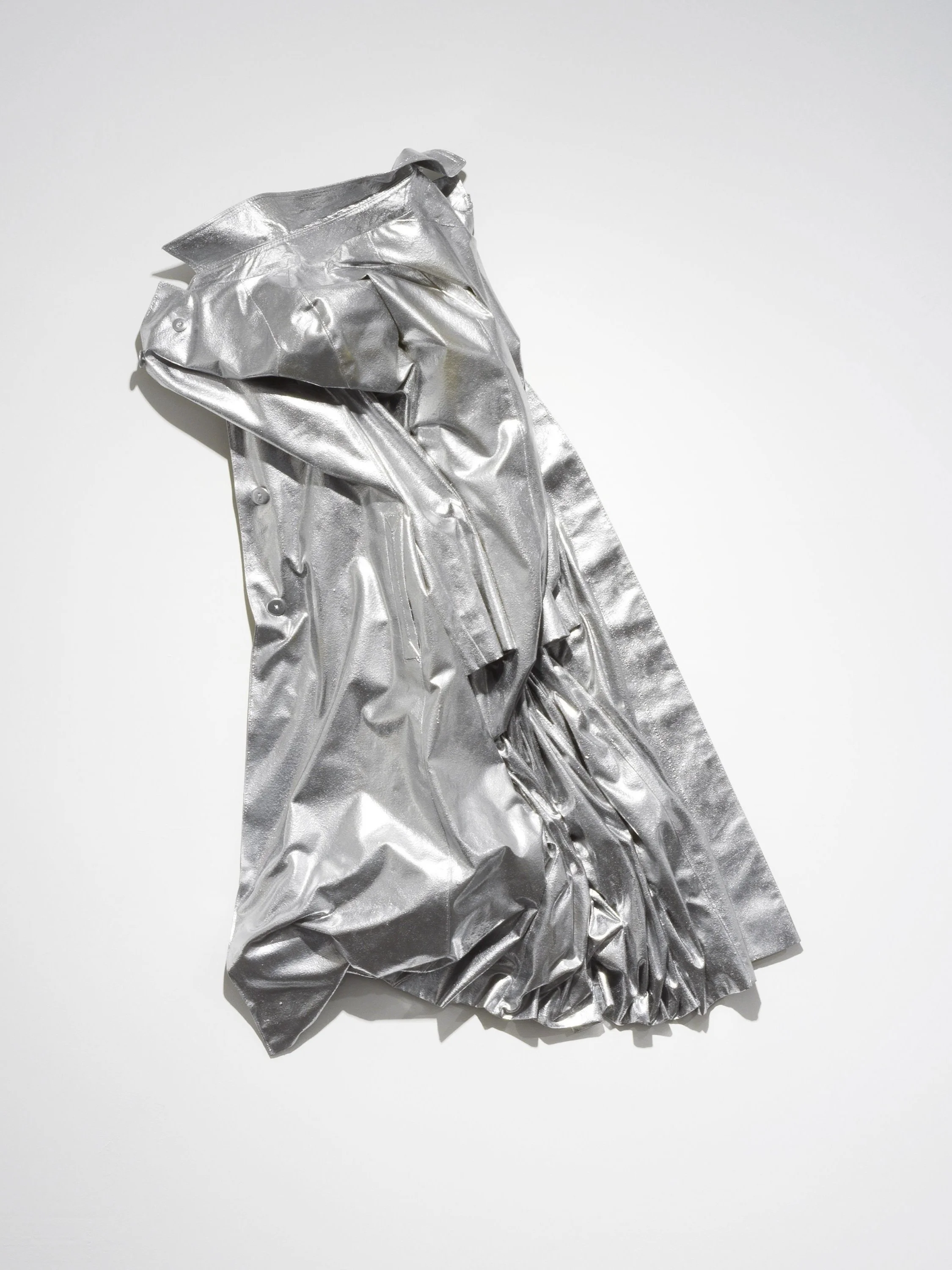 Iron Coat III, 2019
Trench coat, epoxy resin, acrylic spray
110 x 83 x 15 cm