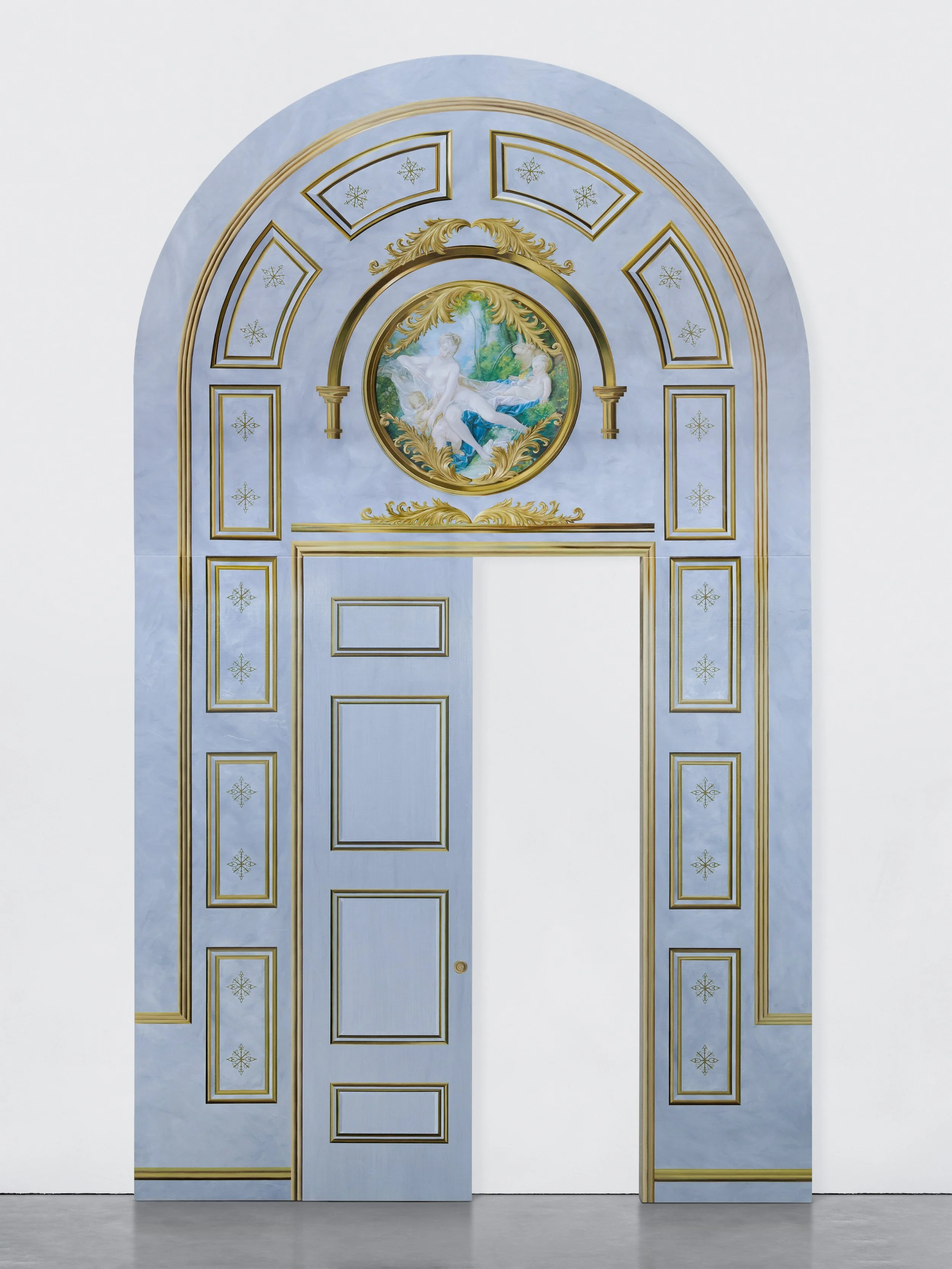 Marius Steiger
Door (Consoling Love), 2025
Oil and acrylic on linen
410 × 240 × 4.5 cm / 161 ½ × 94 ½ × 1 ¾ in