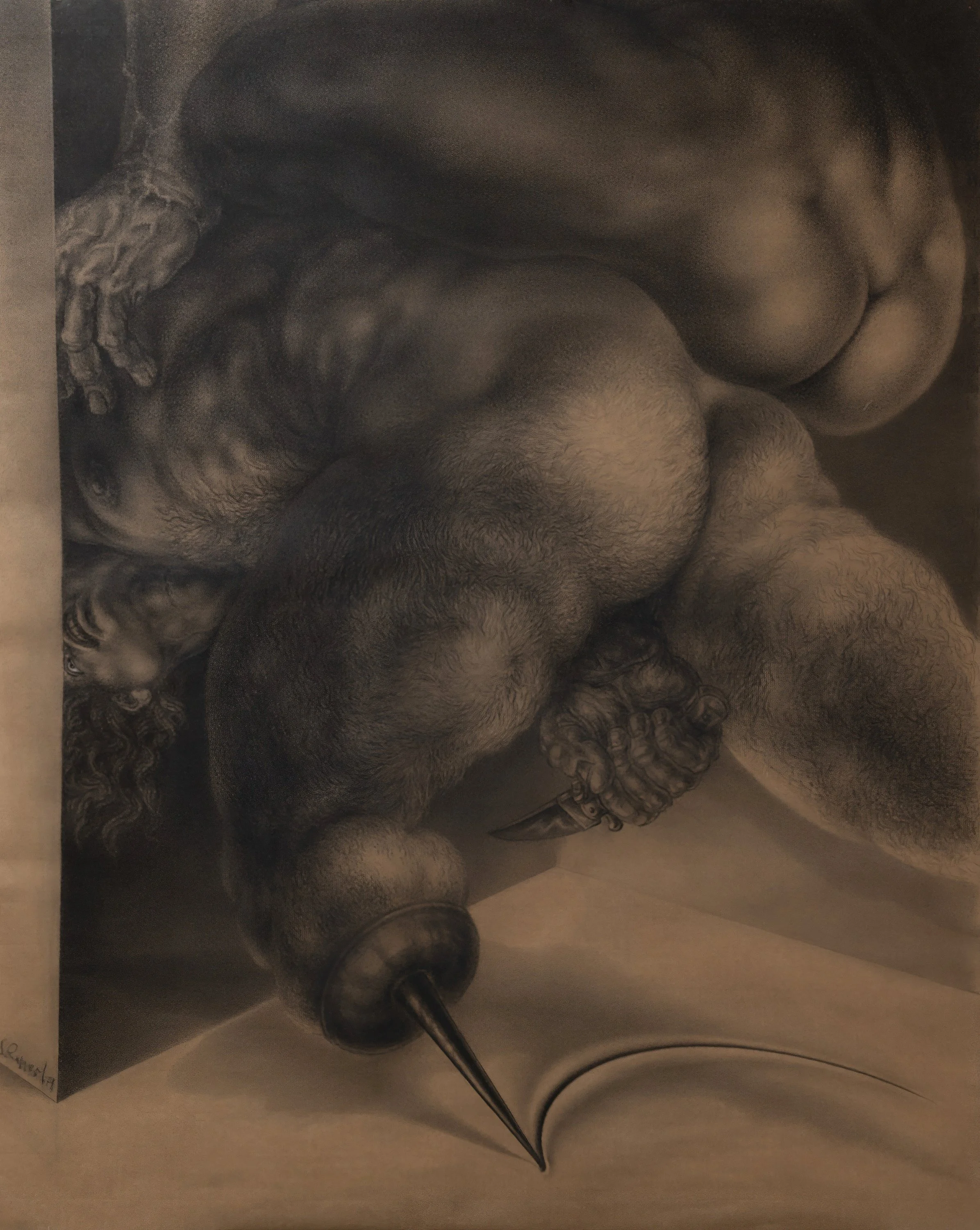 Sibylle Ruppert
L‘ Ecriture Suprême, 1974 
Charcoal and crayon on paper
104 x 83 cm