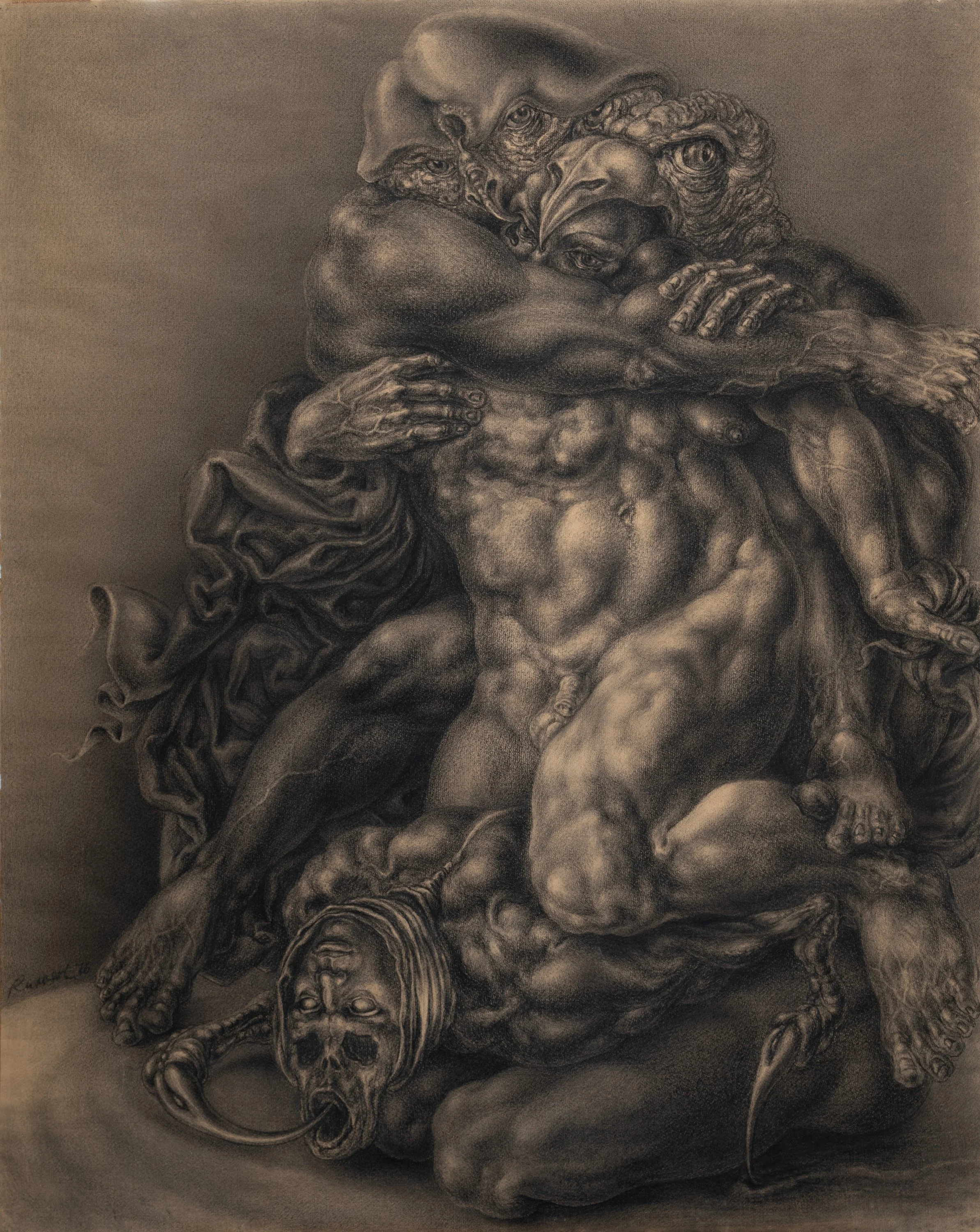 Sibylle Ruppert
Le troisième sexe, 1976
charcoal on paper
104 x 83 cm
