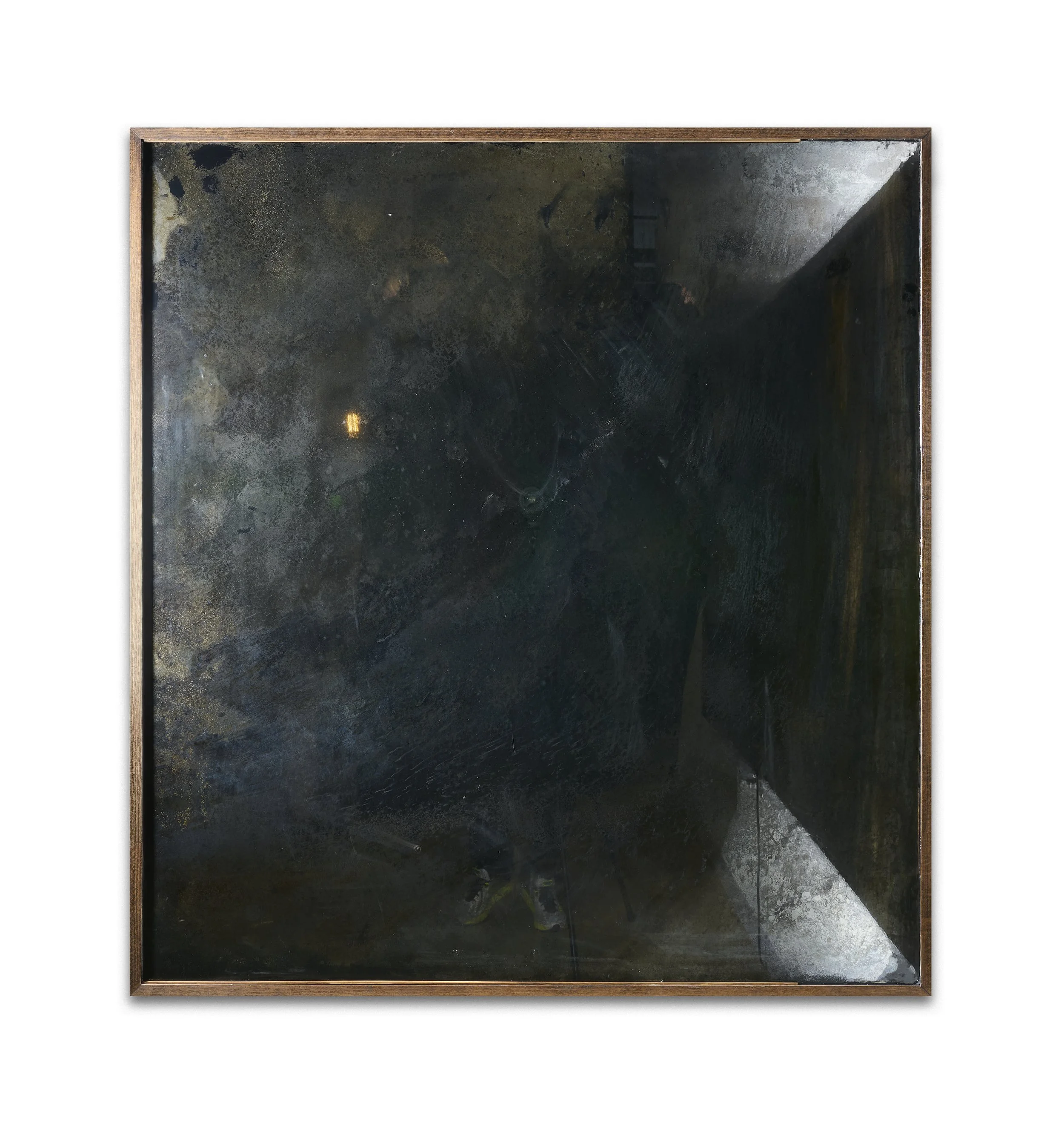 Mónica Mays
Vanity, 2026
silver nitrate mirror, miscellaneous objects, archival images, lamp, artist frame 
133 x 123 x 10 cm
