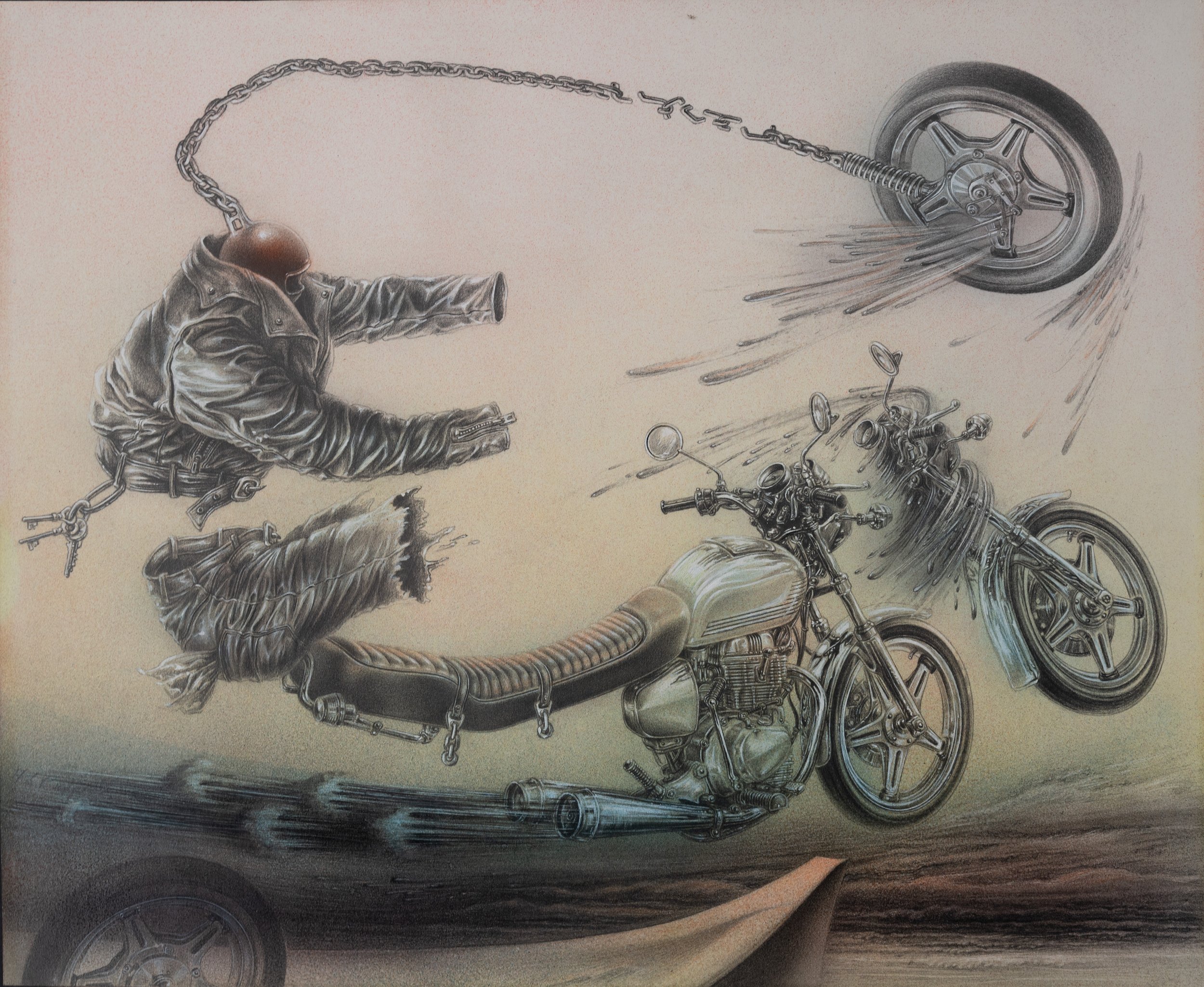 Hit something, 1977
crayon on paper
36 x 30 cm