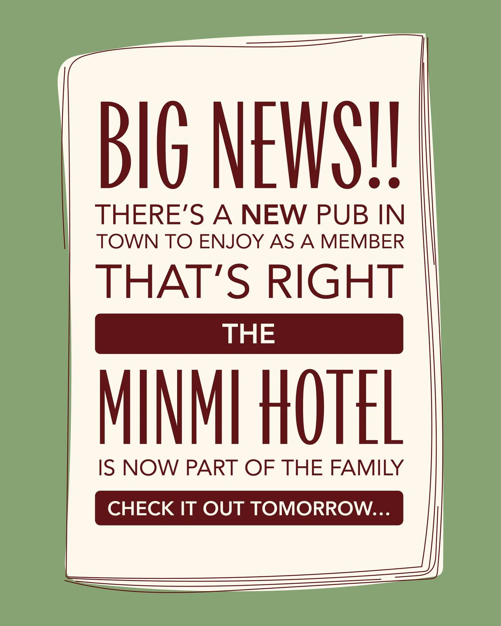 🍻 BIG NEWS!

There&rsquo;s a new pub in the family - The Minmi Hotel!

Come check it out - good vibes, cold drinks and plenty to look forward to!

👉 Can't wait to see you there!