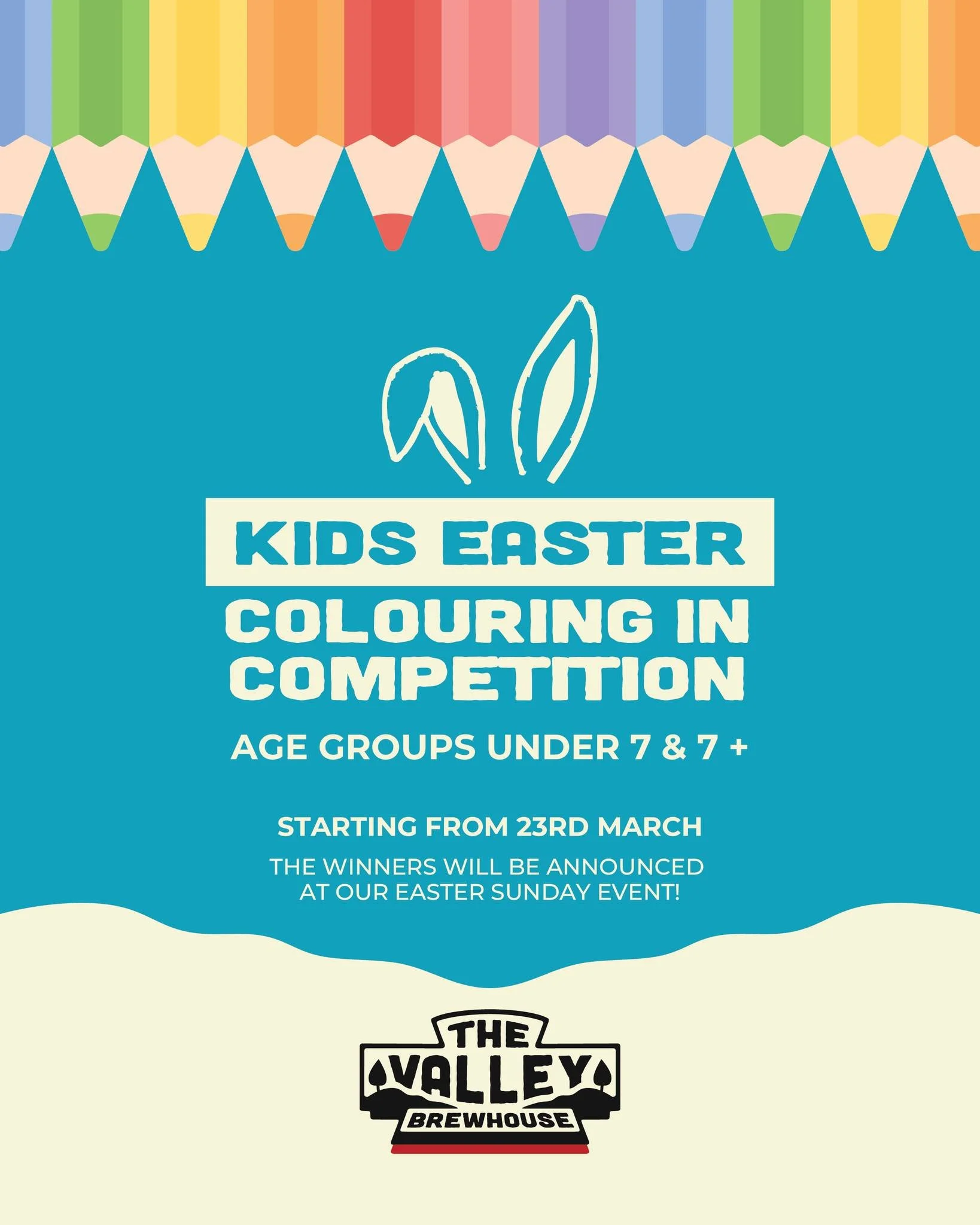 🐰🎨 Calling all little artists! 🎨🐰

Our Kids Easter Colouring-In Competition is kicking off from 23rd March, with age groups Under 7 &amp; 7+ 🖍️

Entries will be displayed in venue, and winners announced at our Easter Sunday event 🌸