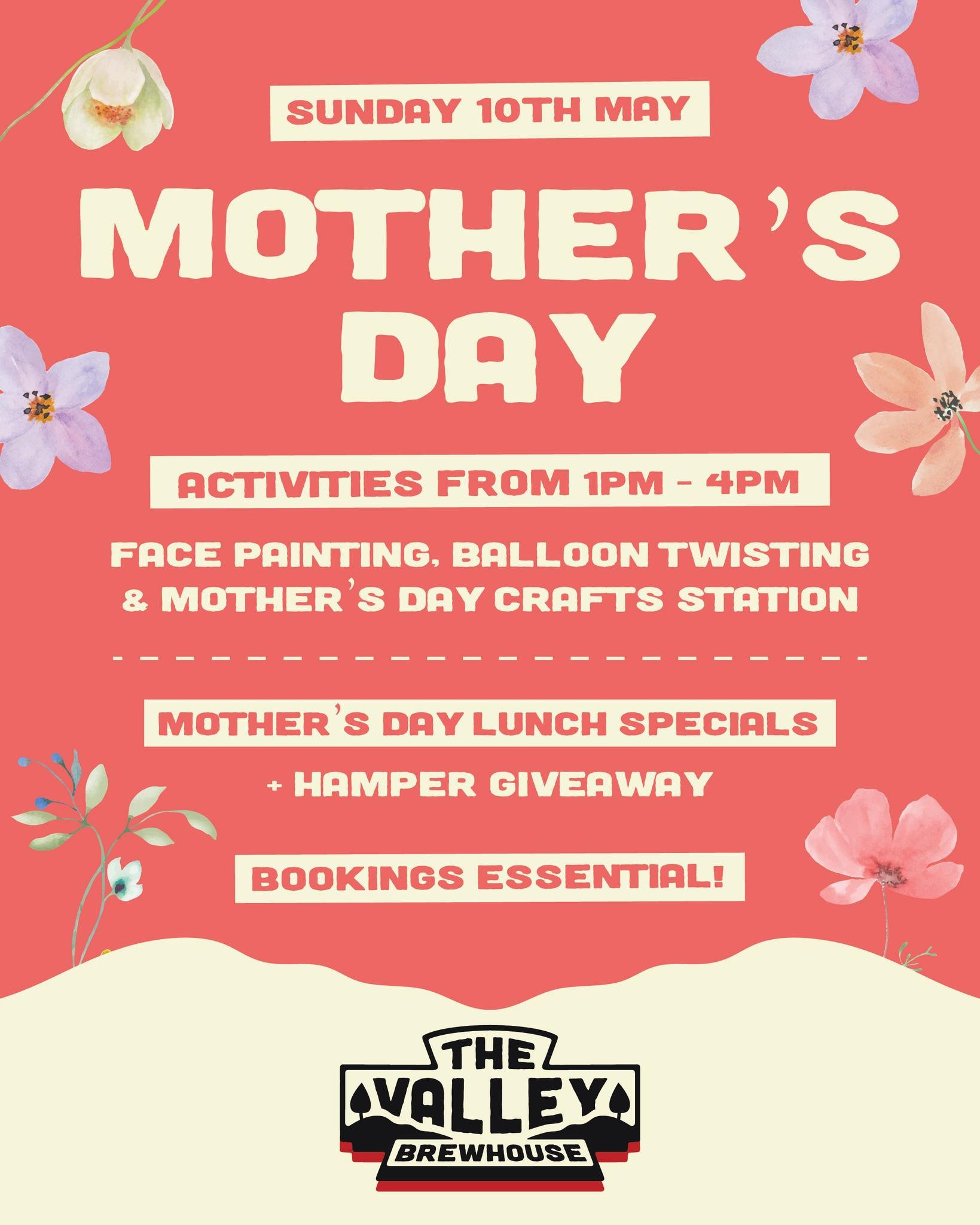 Join us this Mother's Day! 💛

✨ Activities from 1pm&ndash;4pm
🎨 Face painting, balloon twisting &amp; Mother&rsquo;s Day crafts
🍽️ Mother&rsquo;s Day lunch specials
🎁 Hamper giveaway

Make a day of it with the whole family 👏

👉 Bookings are ess