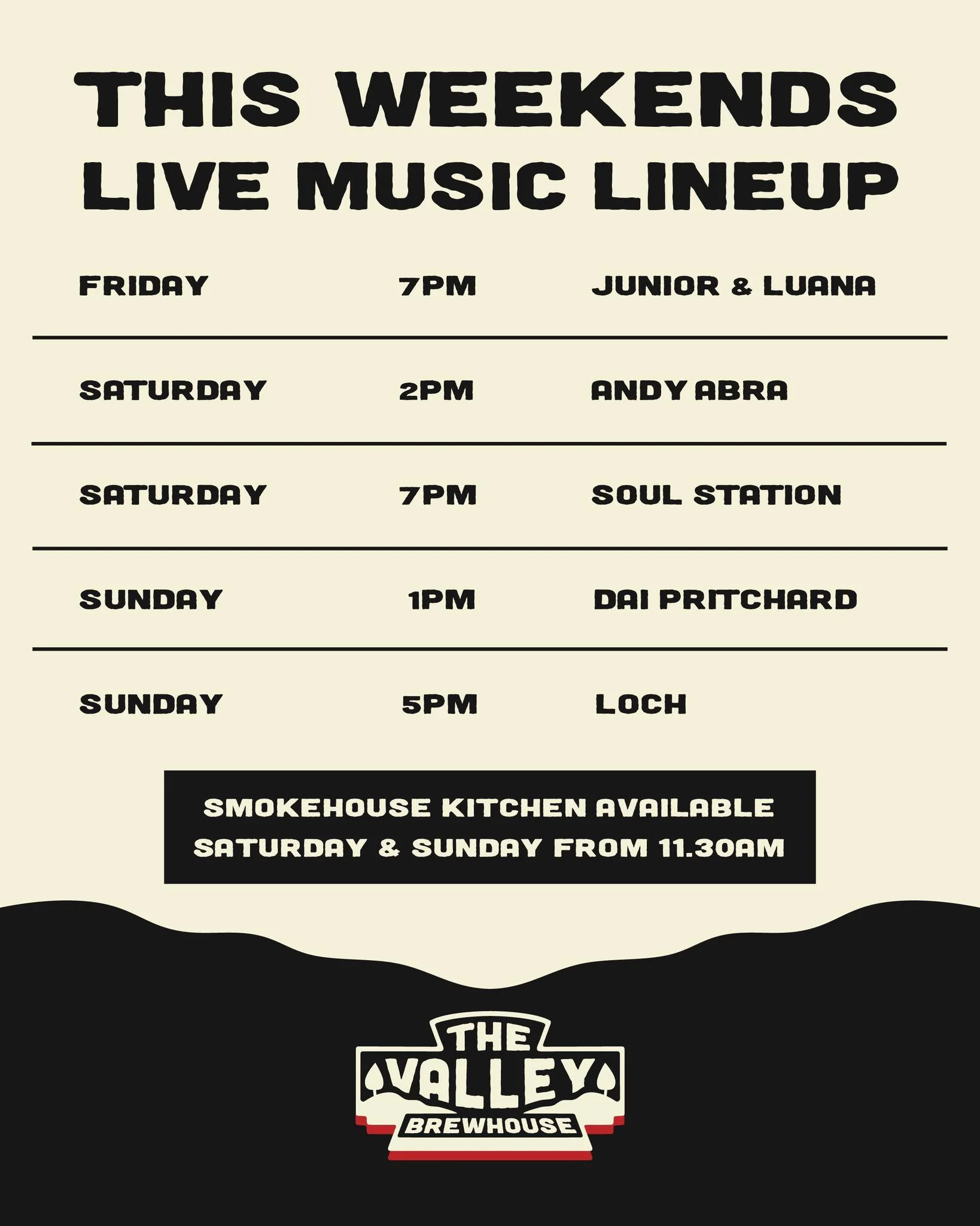 This long weekend&rsquo;s live music lineup is stacked 🍻🎶

We&rsquo;ve got FIVE live performers across the weekend, including our huge Sunday Session with two live acts taking over The Valley, plus all your Sunday Sesh favourites to celebrate the l