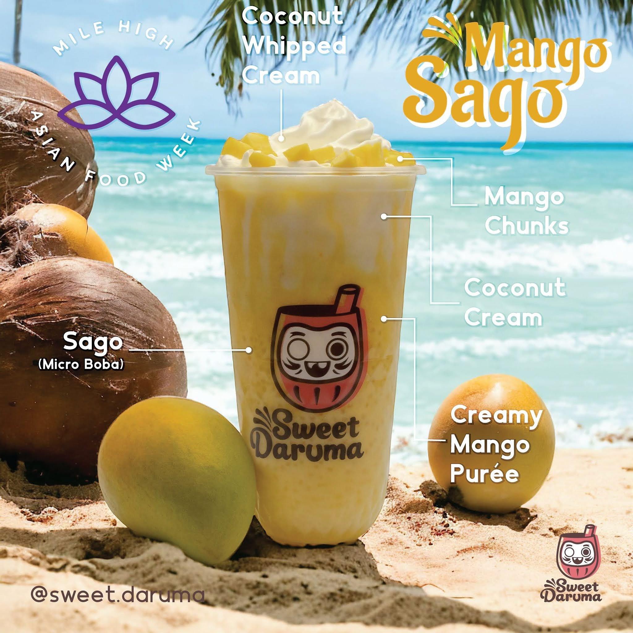 Hey foodies! Mile High Asian Food Week kicks off today till May 4th! 🥢✨ Check out our newest treat: Mango Sago! 🥭 It&rsquo;s a delish Hong Kong dessert with mango chunks on creamy mango-coconut milk pudding. 🌴🍧 Psst, it&rsquo;s vegan, dairy-free 