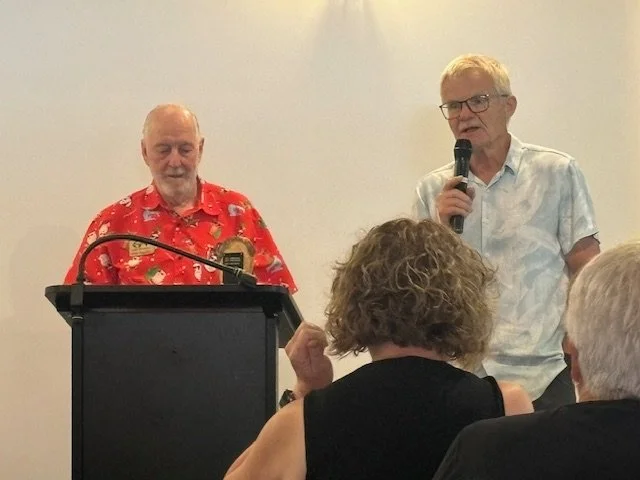 Chris accepting the Len Taylor Award 2024