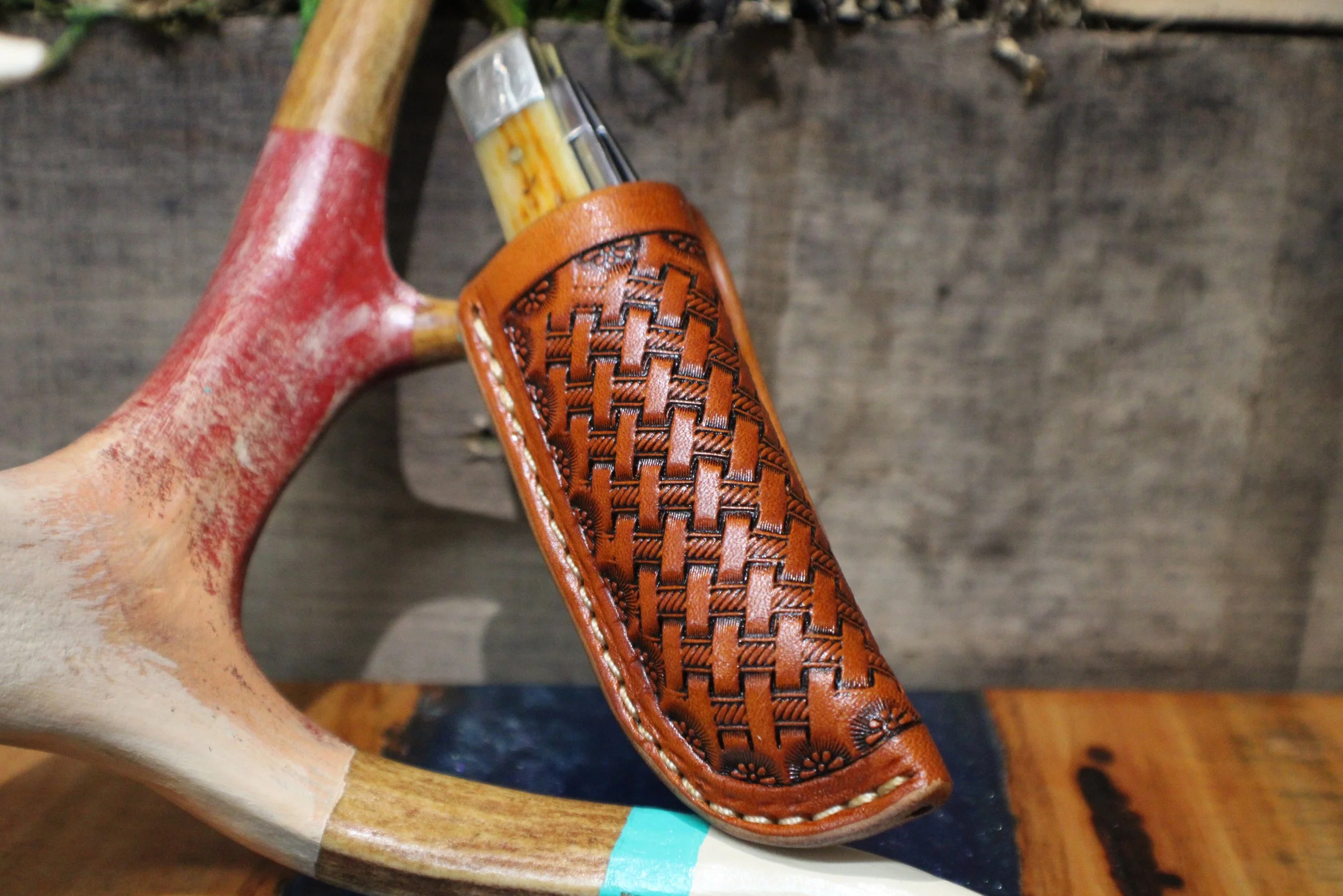 Premium Tooled Foldover Knife Sheath — JD Leather & Tack