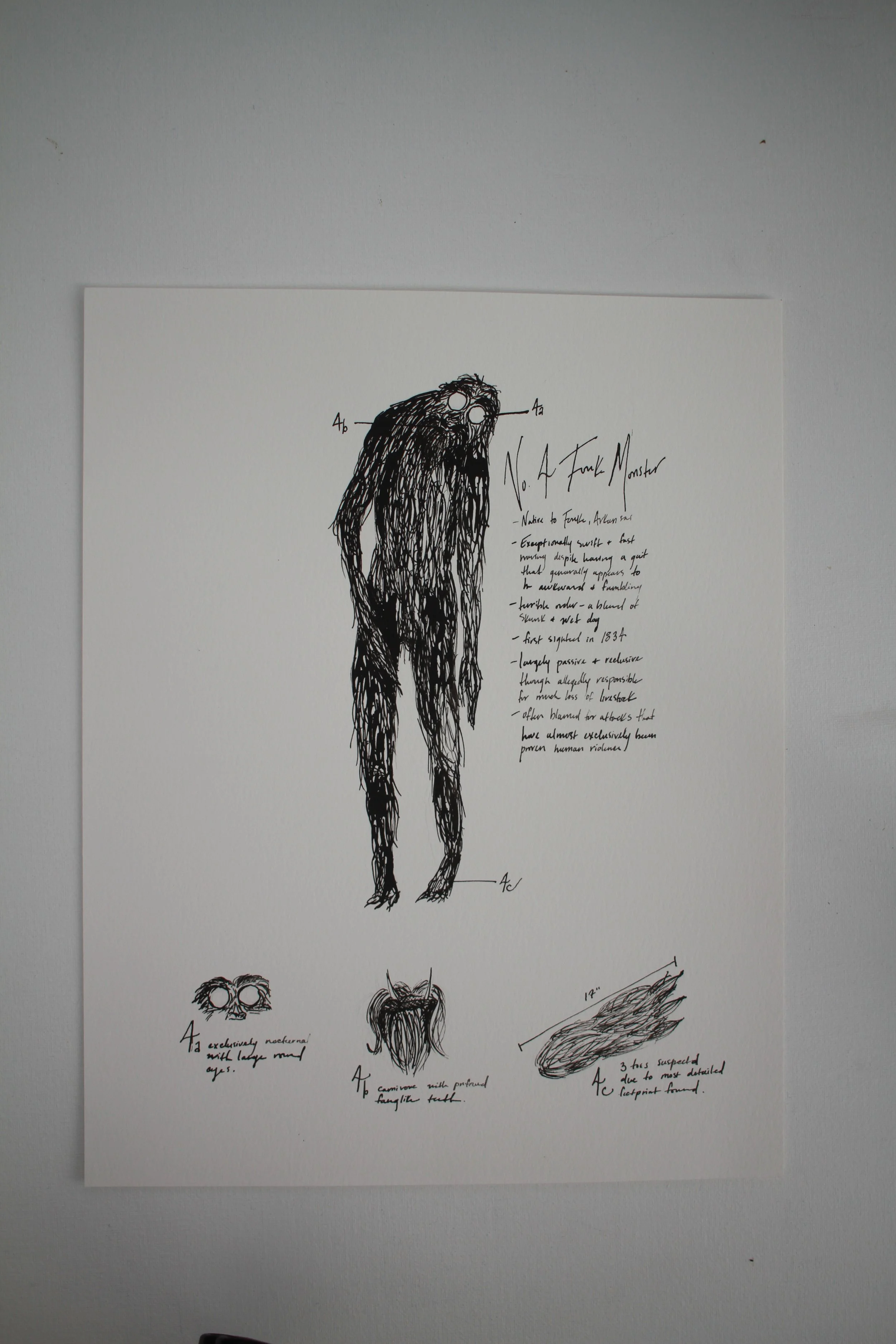Fouke Monster Cryptid Original Ink