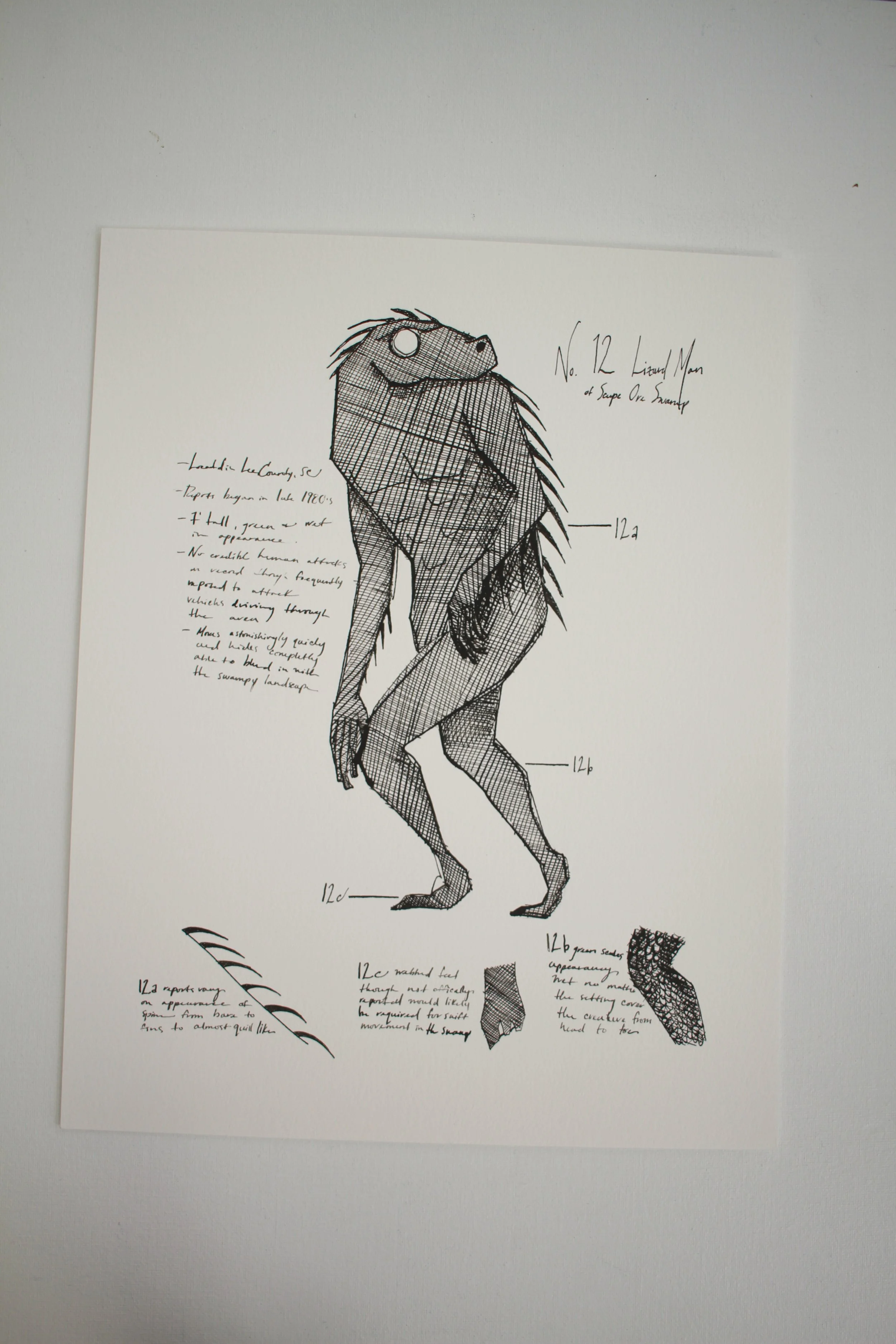 Lizard Man Cryptid Original Ink