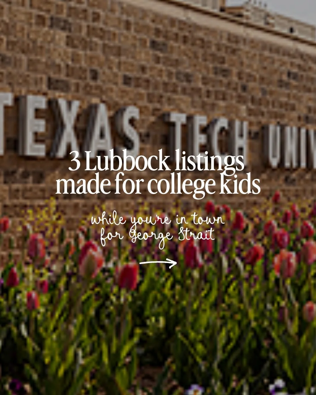 In town for George Strait and visiting your college kids this weekend? 🤠

While you&rsquo;re here&hellip; I found 3 Lubbock homes that would be perfect for college living 👀

Think: close to campus, great layouts for roommates, and options that actu