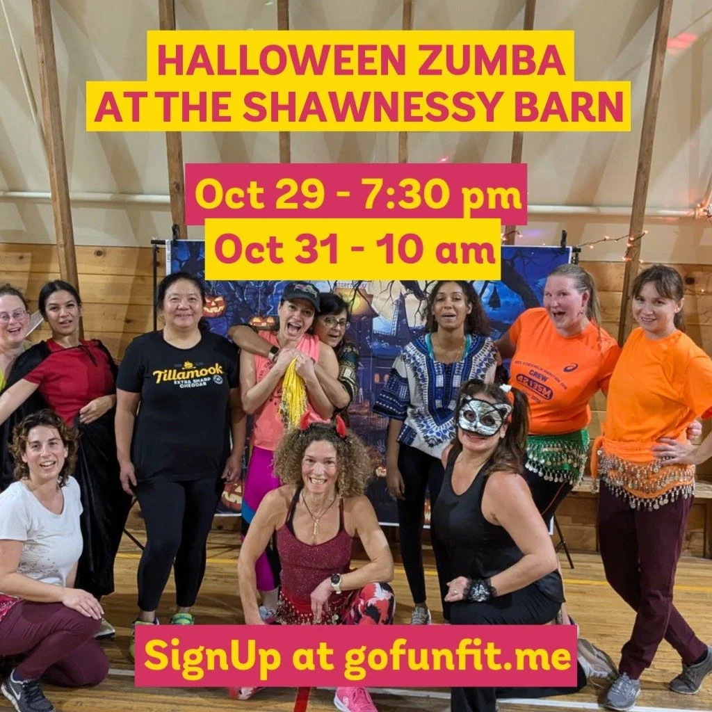 Join your community Halloween Zumba party at the Shawnessy Barn for a spooky, fun sweaty dance party.
Save your spot at gofunfit.me