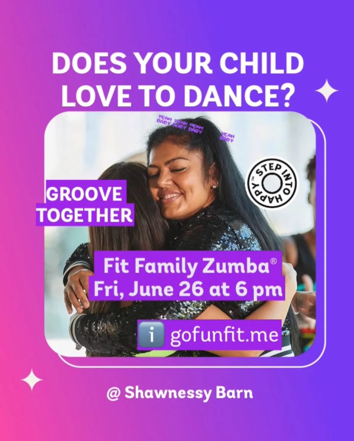 Dance with us! Join with your kids our community Family Zumba party. Sign up at gofunfit.me #fitness #dance #zumba #kidsactivity #yycfitness