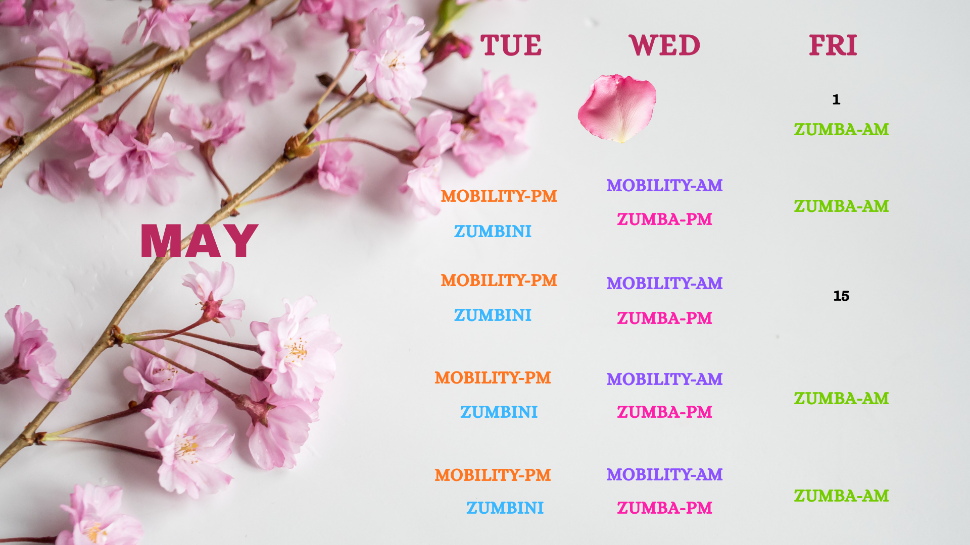 Barn Spring fitness + wellness schedule