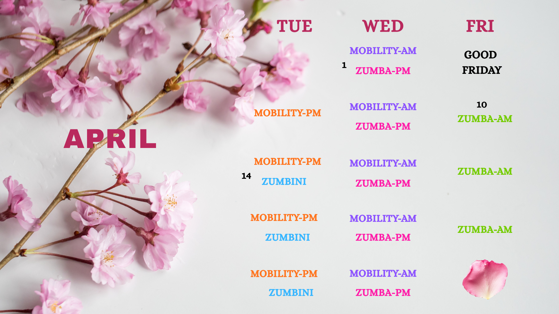 Barn Spring fitness + wellness schedule