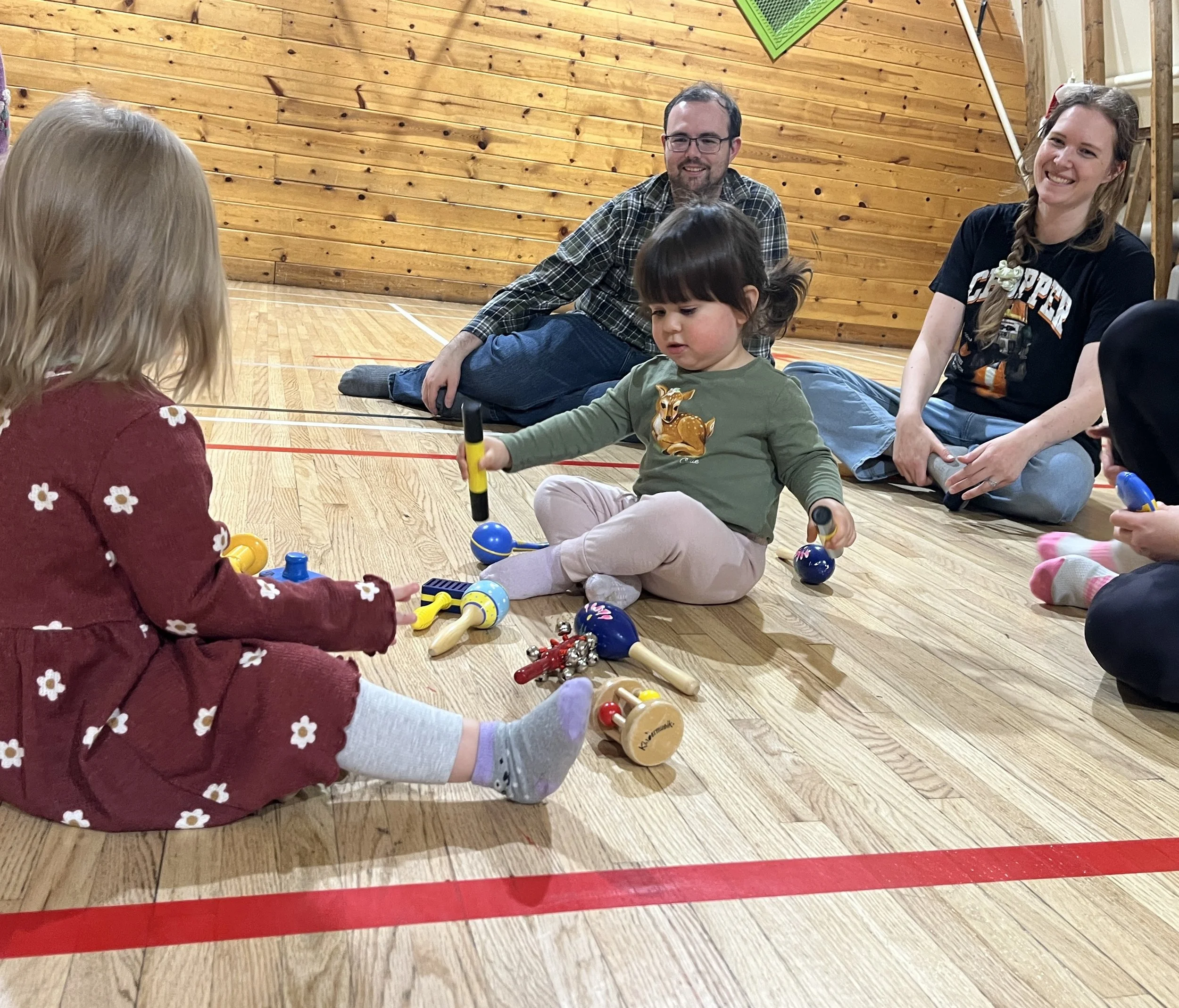 Christmas Zumbini party for families with babies and toddlers at the Shawnessy Barn