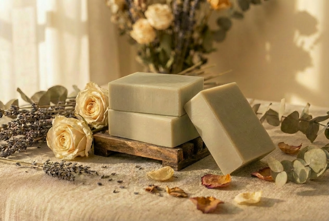 Green Clay & Hemp Seed Oil Goats Milk Soap ~ Unscented Soap Collection ~ NAKED Single & Bulk Buy Soap Packs