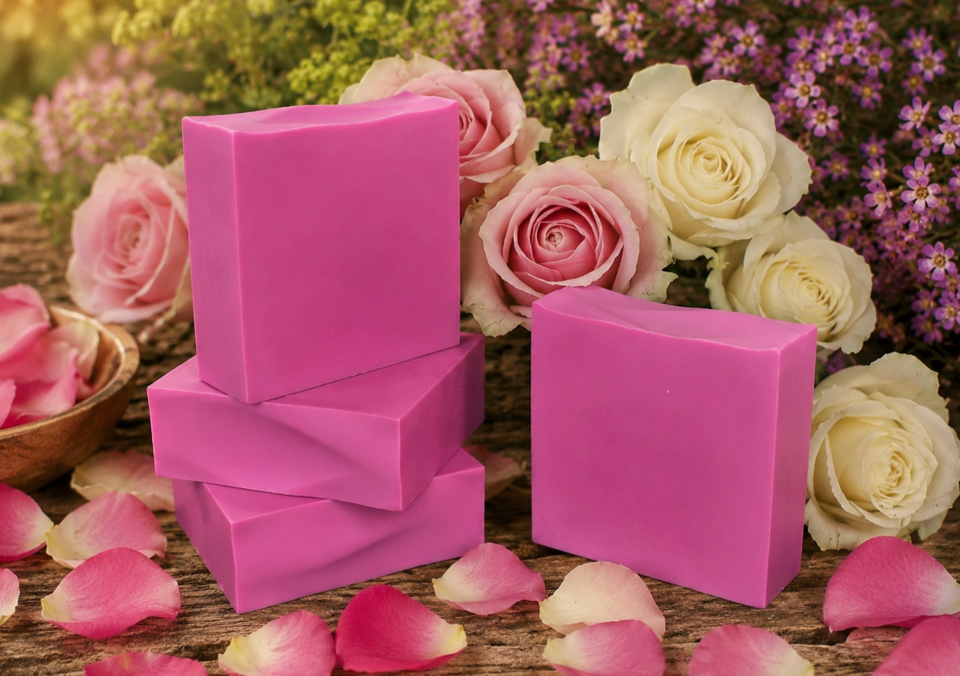 Victorian Rose Goats Milk Soap ~ Floral Favourites Collection ~ NAKED Single & Bulk Buy Soap Packs