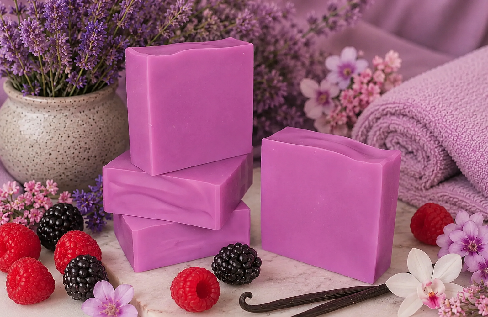 Black Raspberry & Vanilla Goats Milk Soap ~ Sweet & Fruity Collection ~ NAKED Single & Bulk Buy Soap Packs