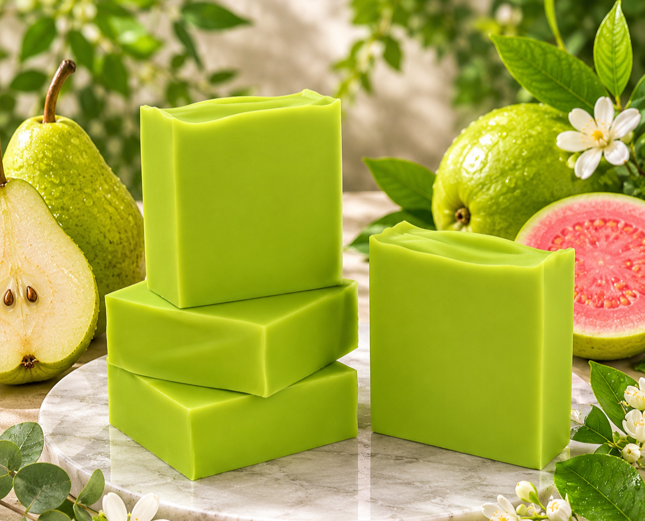 Green Pear and Guava Goats Milk Soap ~ Fruity Favourites Collection ~ NAKED Single & Bulk Buy Soap Packs
