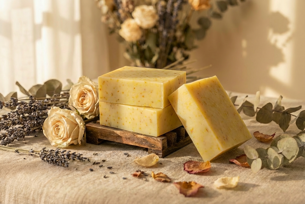 Calming Calendula Goats Milk Soap ~ Unscented Soap Collection ~ NAKED Single & Bulk Buy Soap Packs