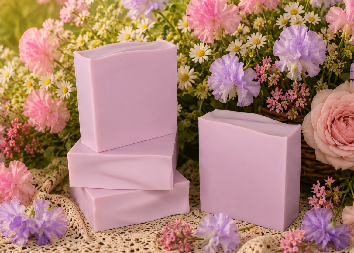 Sweet Pea & Vanilla Goats Milk Soap ~ Floral Favourites Collection ~ NAKED Single & Bulk Buy Soap Packs