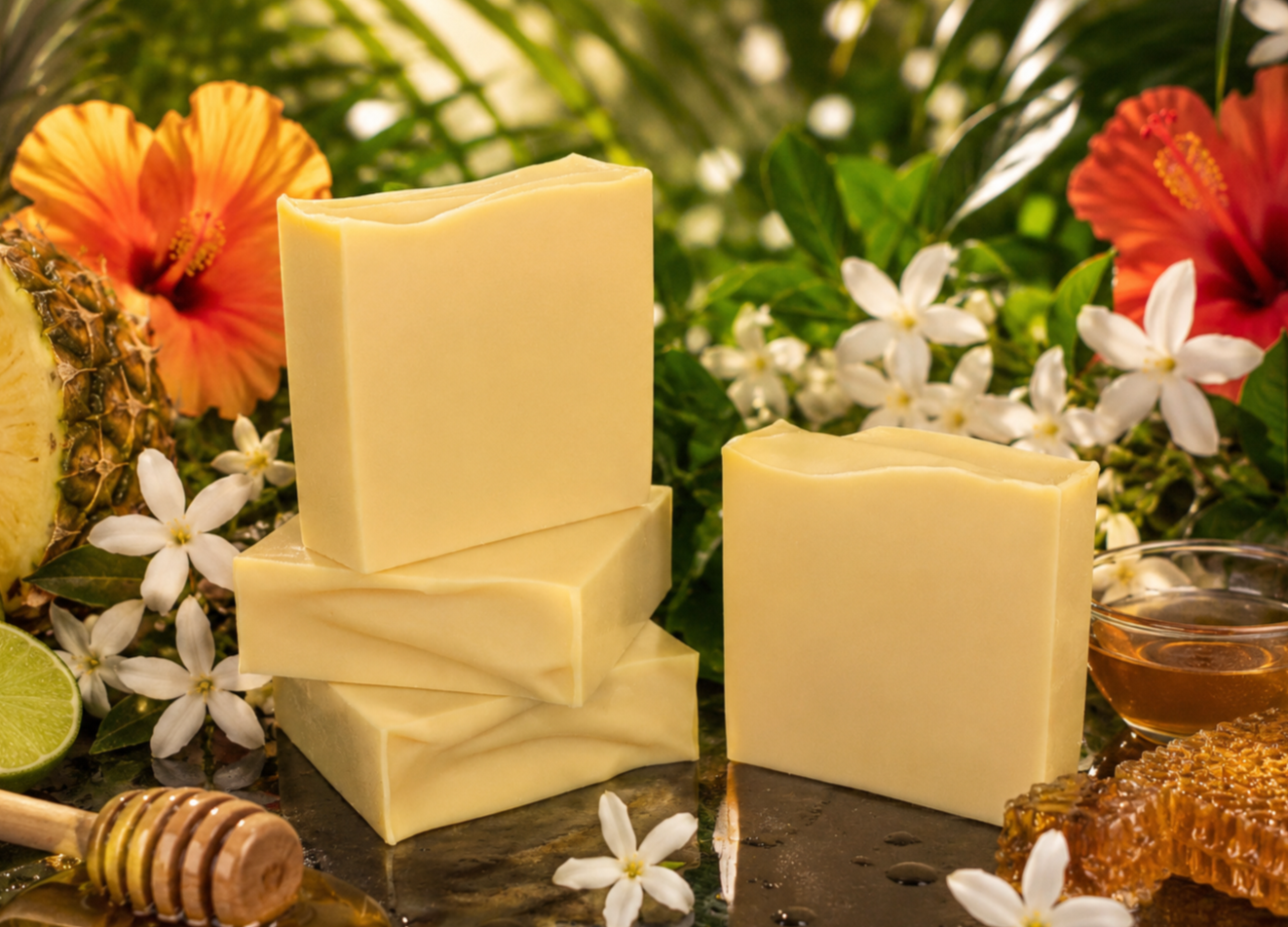 Hawaiian Honey Blossom Goats Milk Soap ~ Floral Favourites Collection ~ NAKED SOAP ~ Test batch