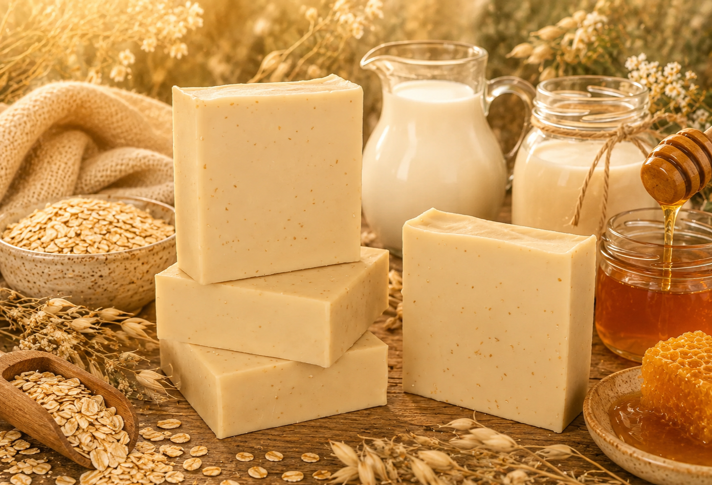 Oatmeal, Milk & Honey Goats Milk Soap Scrub ~ Sweet Indulgence Collection ~ NAKED Single & Bulk Buy Soap Packs Collection