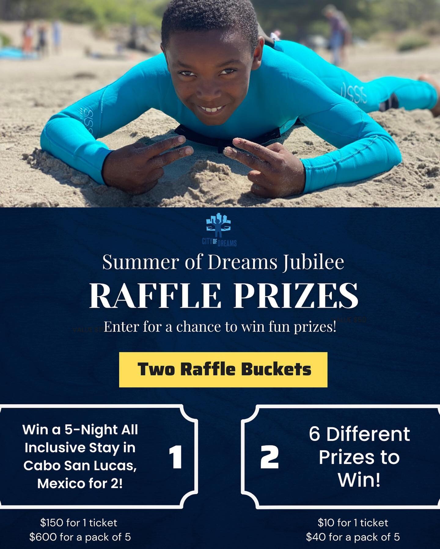 RAFFLE BUCKETS NOW OPEN ⏰

Help us reach our goal of $10,000! Buy your raffle tickets today for a chance to win multiple fun prizes! Drawings will happen the day of event on Saturday, September 17.  ALL funds will support Bayview youth living in publ