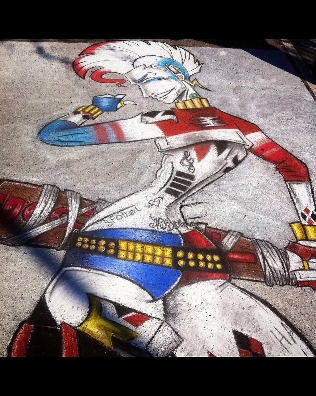 Happy #tbt 🤗🤗🤗
Just sharing a chalk piece from years ago!
.
This handsome guy was my first time using tempera paint as a background (which saved chalk and time), however, the paint hadn&rsquo;t quite left the spot by the time 2017 rolled around 😅