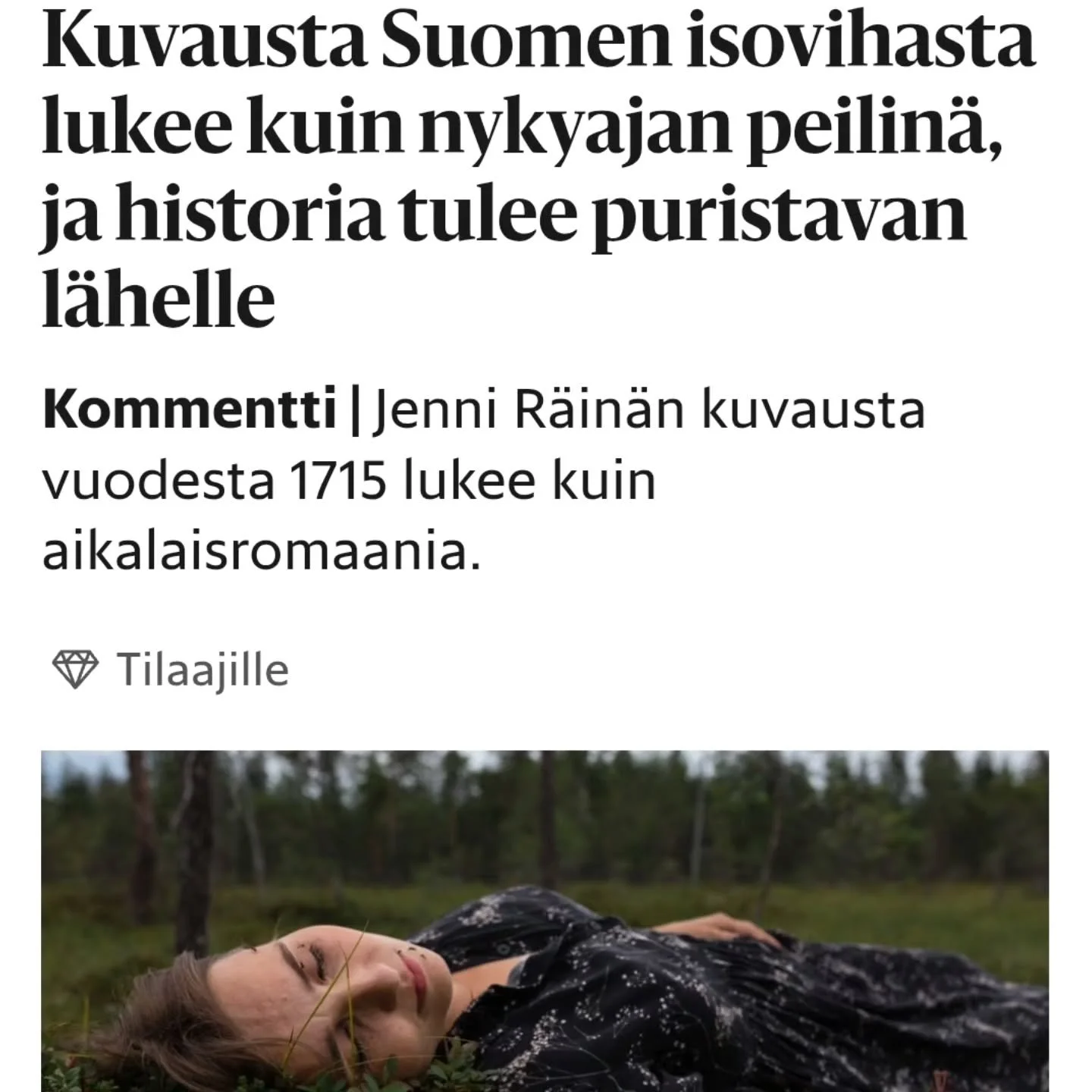 Antti Majander kirjoittaa Vainosta Helsingin Sanomissa. Vitsi miten tyytyv&auml;inen olen siit&auml;, ett&auml; teos ja sen ydin on v&auml;littynyt 🖤