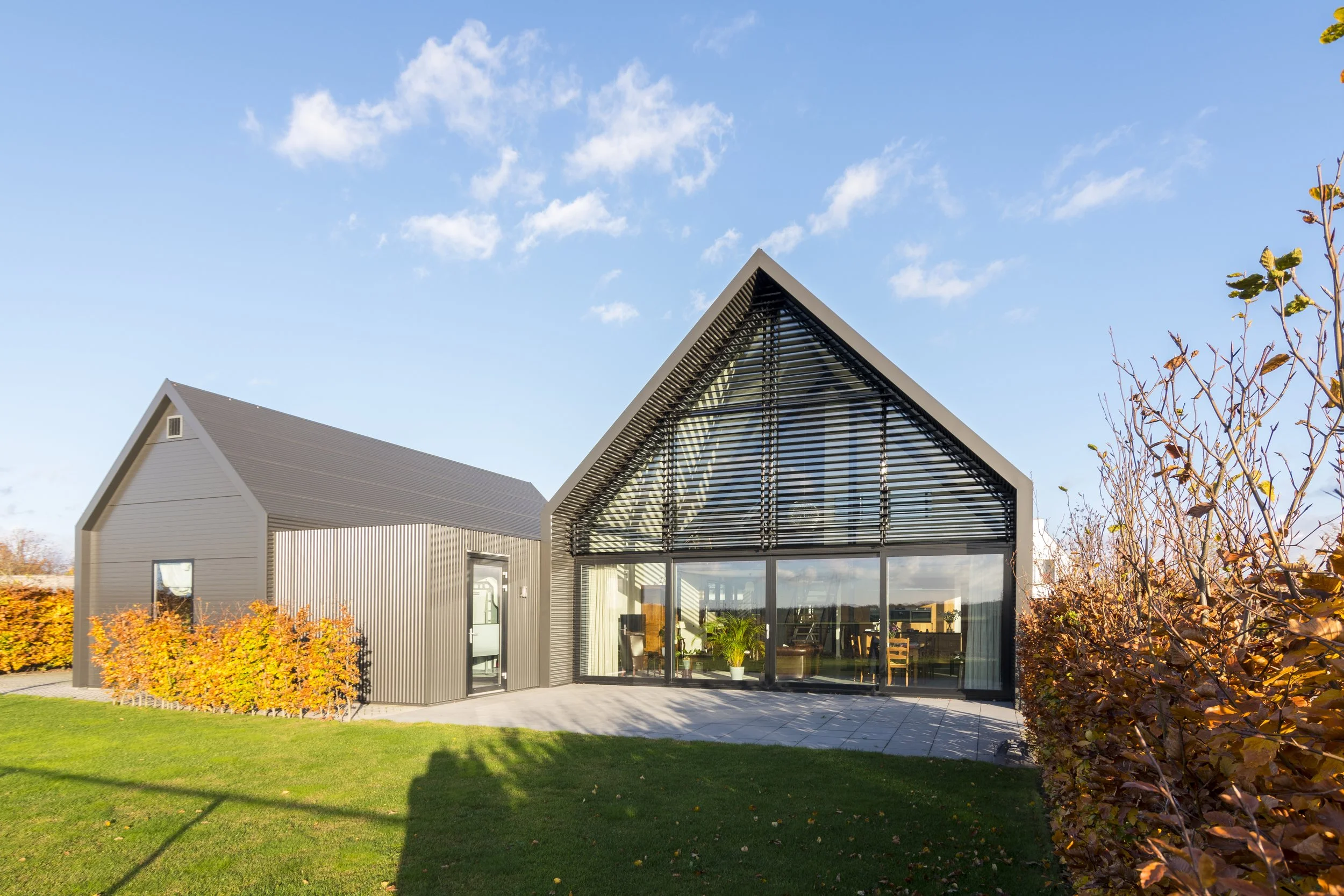 stunning new build home in the UK fitted with external louvres by Sunshield