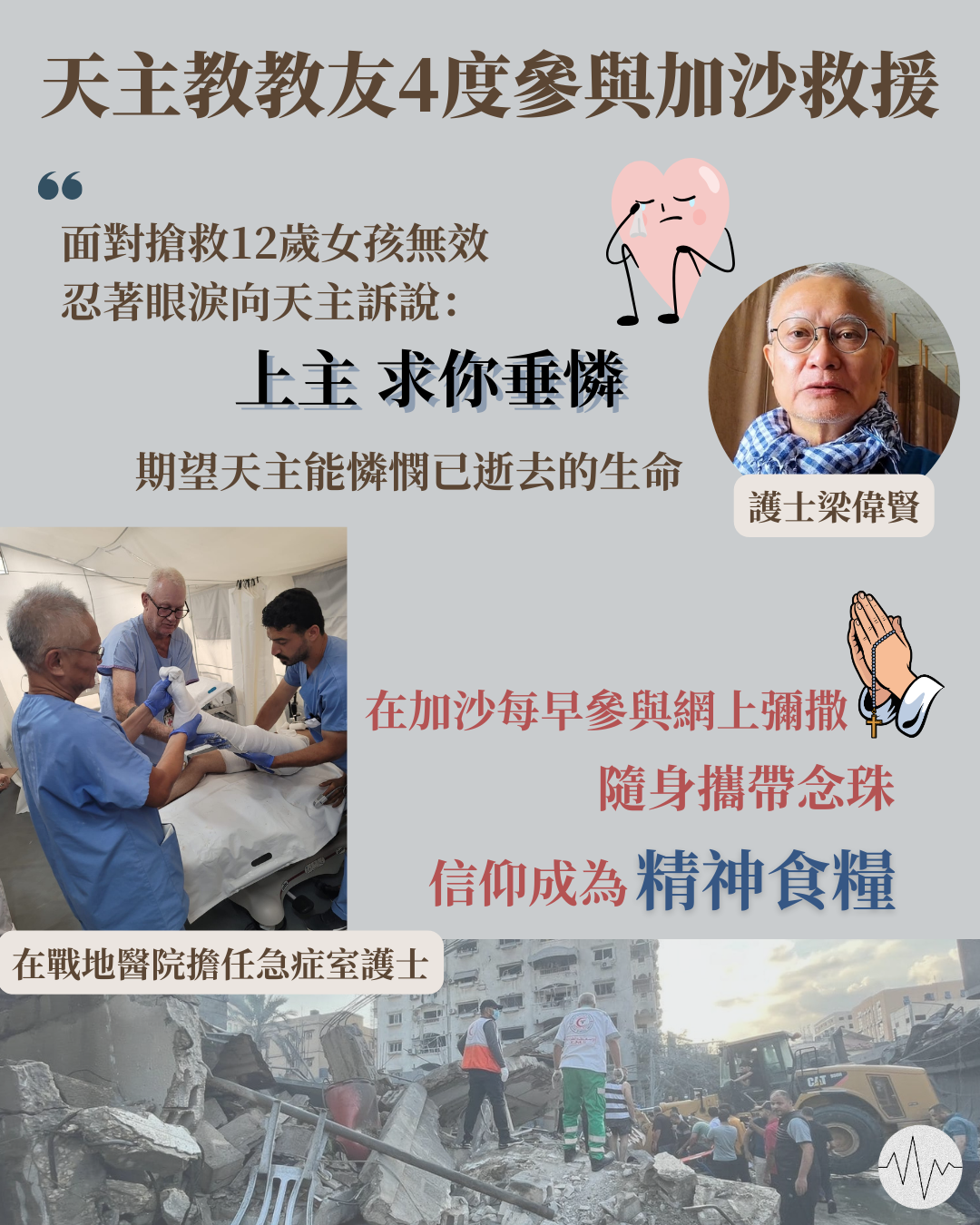 天主教教友4度參與加沙救援