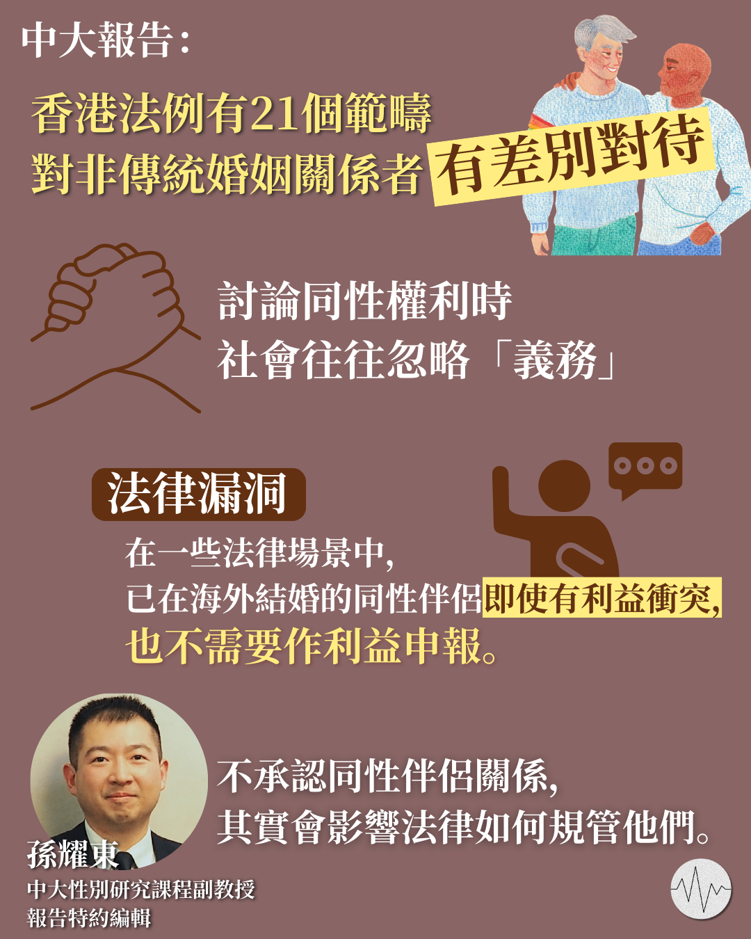 中大報告：香港法例有21個範疇對非傳統婚姻關係者有差別對待